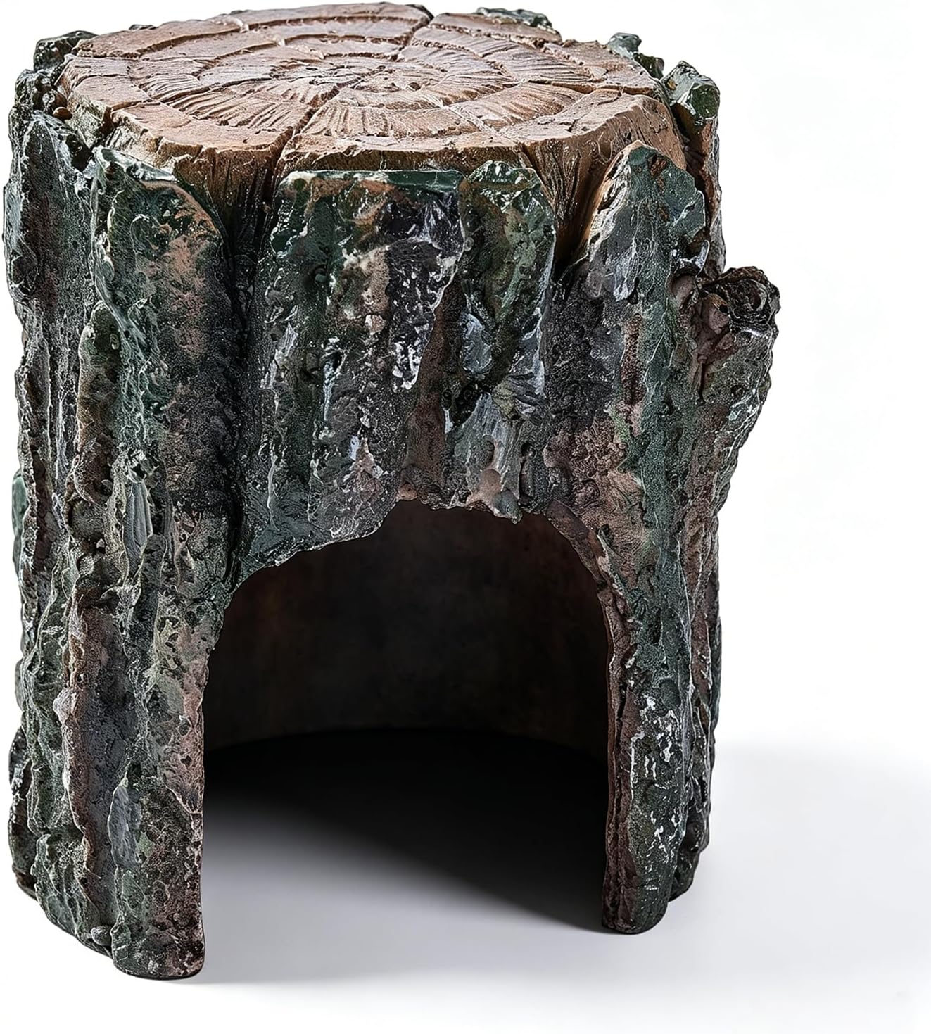 Reptile Hide 4.5" Tall Resin Log Bearded Dragon Basking Platform Amphibian Habitat Toad House Hides Aquarium Caves And Hideouts Leopard Gecko Tank Accessories Habitat Hermit Crab Tarantula Hide（Small）