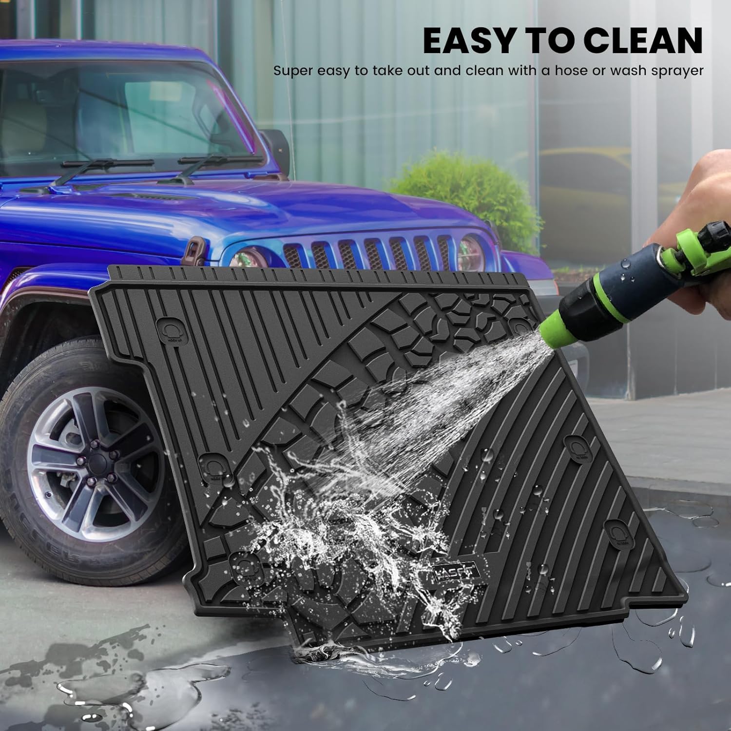 LASFIT Trunk Mat for Jeep Wrangler JL 2018-2025 2026 4 Door Cargo with SUBWOOFER, All Weather TPE Custom Fit Cargo Mat Fit for Flat Load Floor Gas Type, Black (Not for JK/Not PHEV/Not 2-Door)