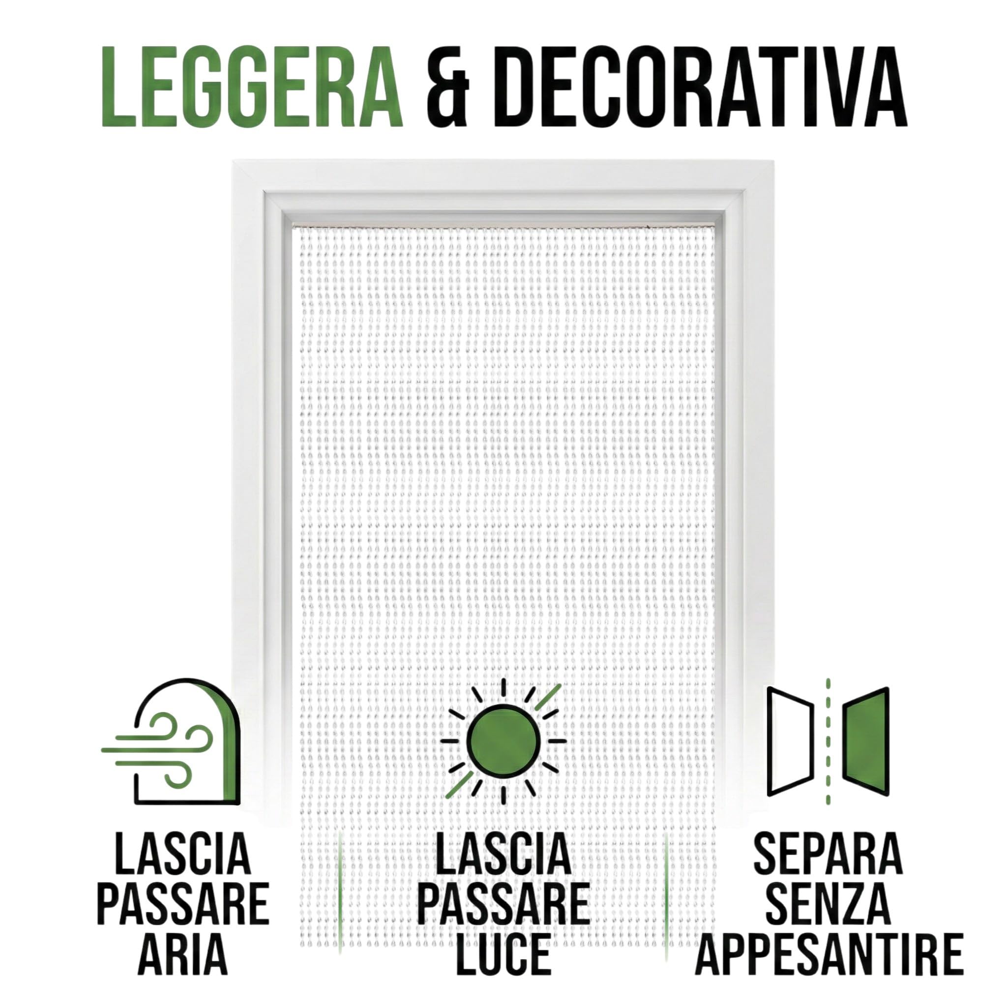 Fadenvorhang mit transparenten Perlen für Tür und Fenster, PVC-Stange und dekorative Fäden aus Polyester, 120 x 220 cm