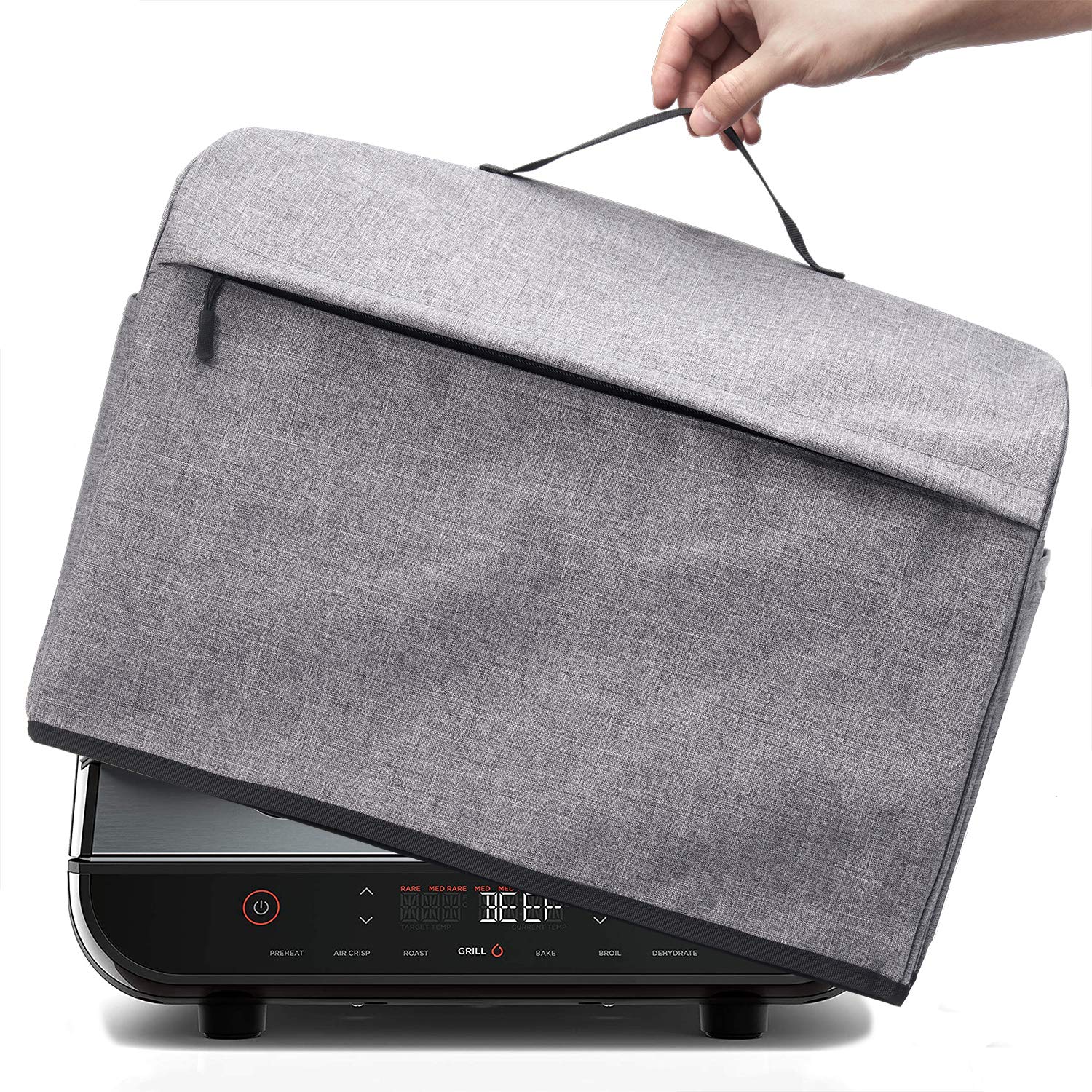 VOSDANSDust Cover with Pockets for Ninja FG551 Foodi Smart XL 6-in-1 Indoor Grill, Machine Washable, Gray (Cover Only)