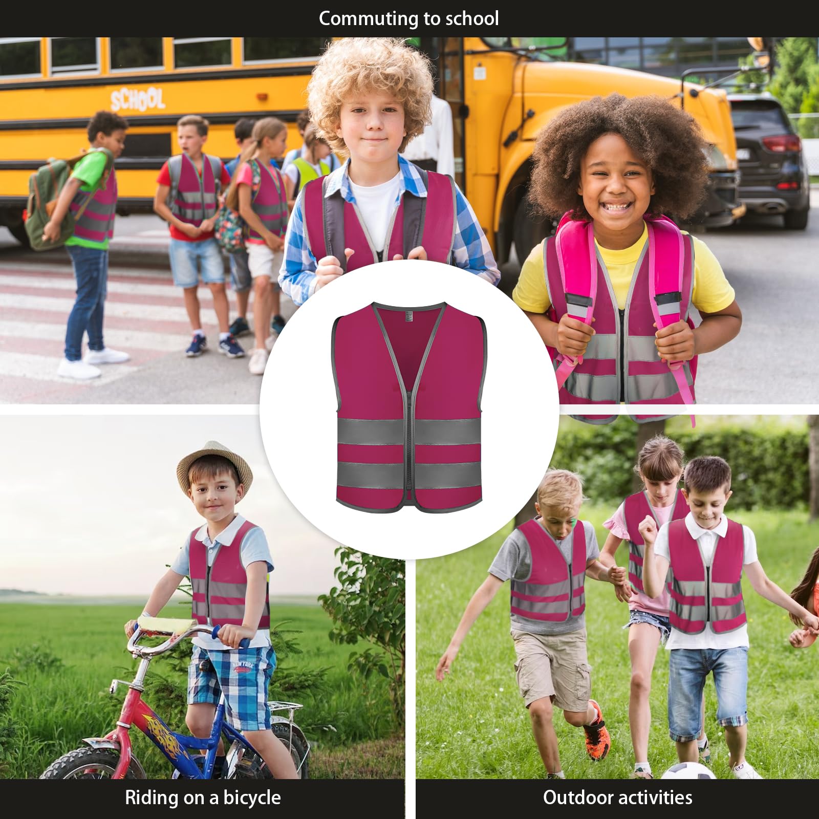 Graunton Kids High Vis Vest, High Vis Vests for School Outdoor, Safety Vest for Biking Walking, Commuting - Image 4