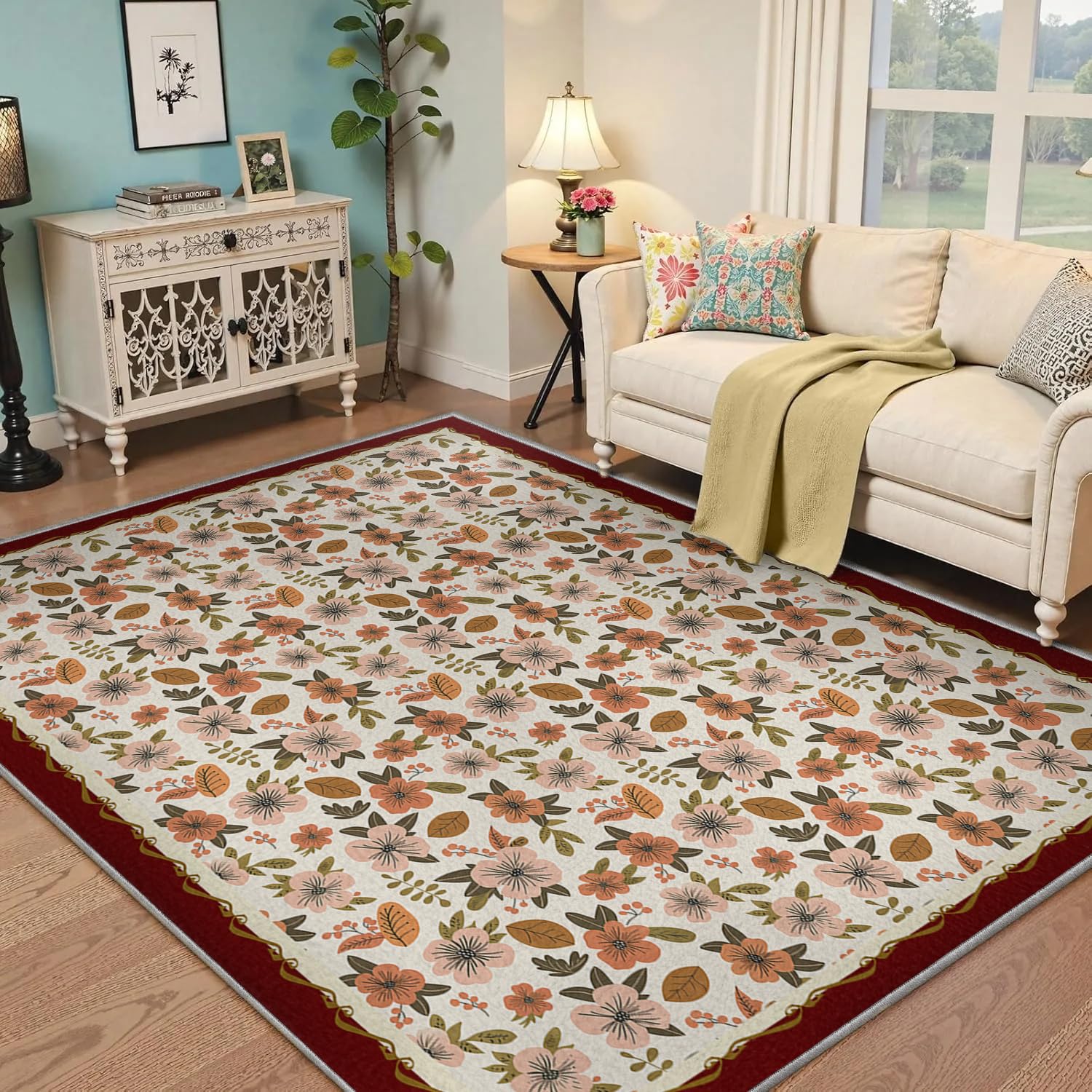 Tapis bohème 140x200cm lavable pour une descente de lit douce dans la chambre