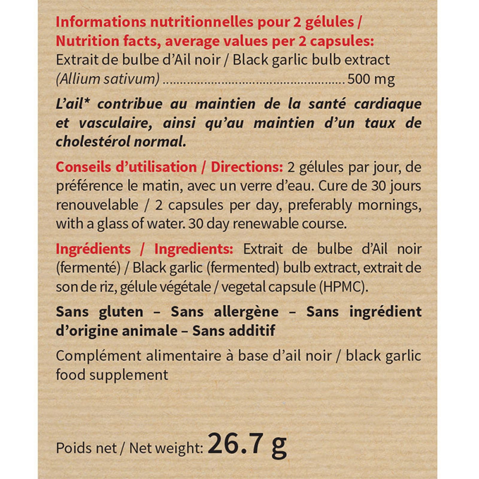 NUTRI EXPERT - Ail noir fermenté - Contribue à un taux de cholestérol normal - Protège du stress oxydatif - Favorise la circulation sanguine - Sans gluten ni allergène - Lot de 3