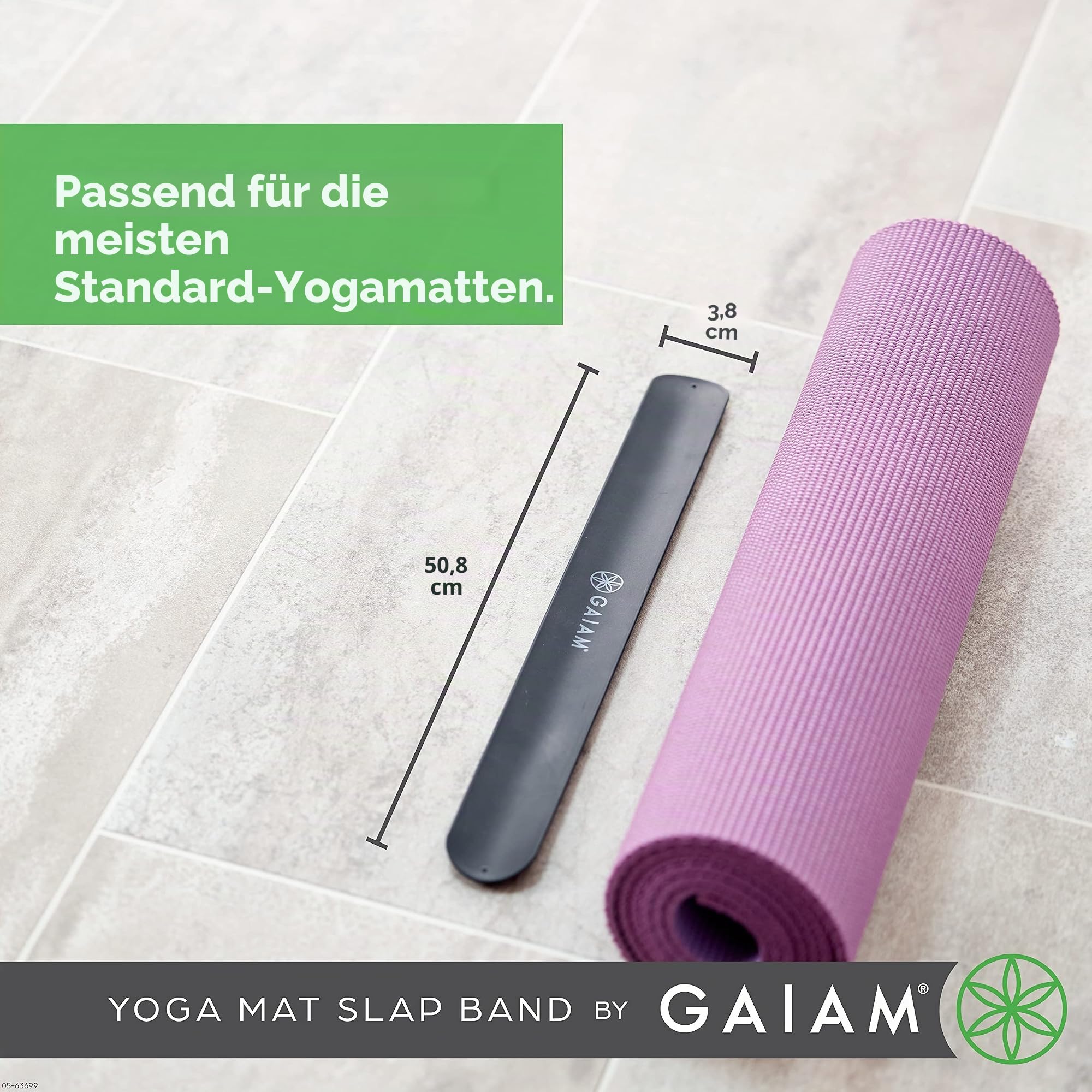 'Yoga Mat Strap Slap Band - Keeps Your Mat Tightly Rolled and Secure, Fits Most Size Mats (20'' L x 1.5'' W), Black'