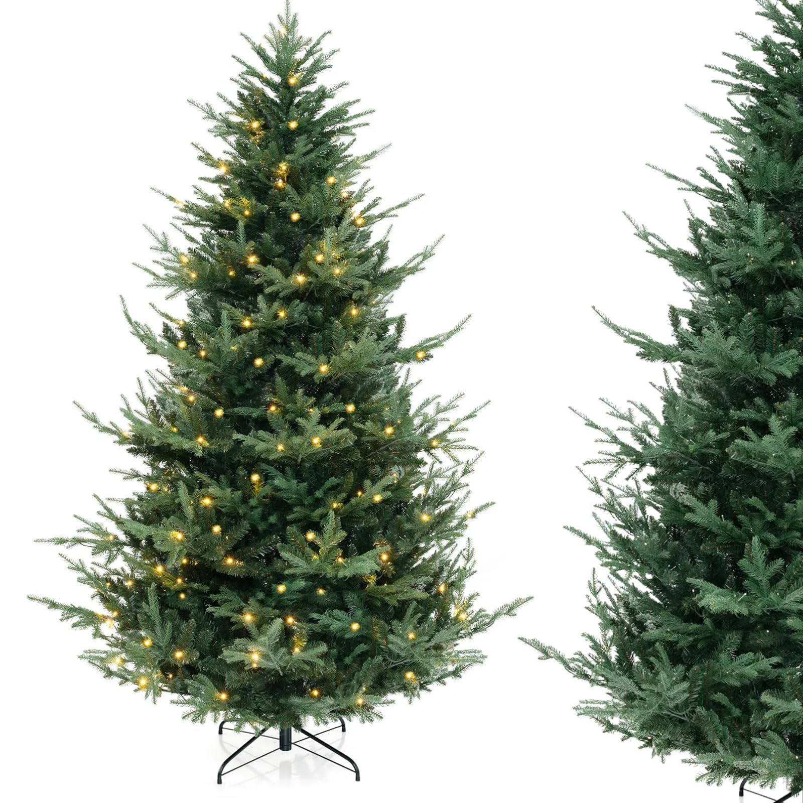 KOMFOTTEU Sapin Noël Artificiel avec Lumières, 1480 Branches, 240 cm