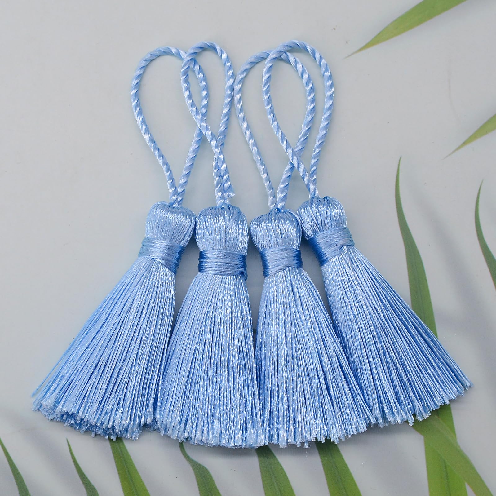 Makhry 20pcs 4.3 Inch Handmade Silky Floss Mini Tiny Craft Tassels with 2-Inch Cord Loop and Small Chinese Knot for Earrings Souvenir - Image 3