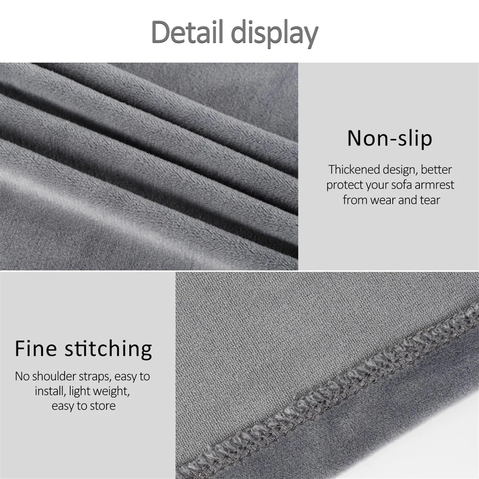 Sofa Armrest Covers Removable 2 pcs Velvet Multicolor Adjustable(Beige)