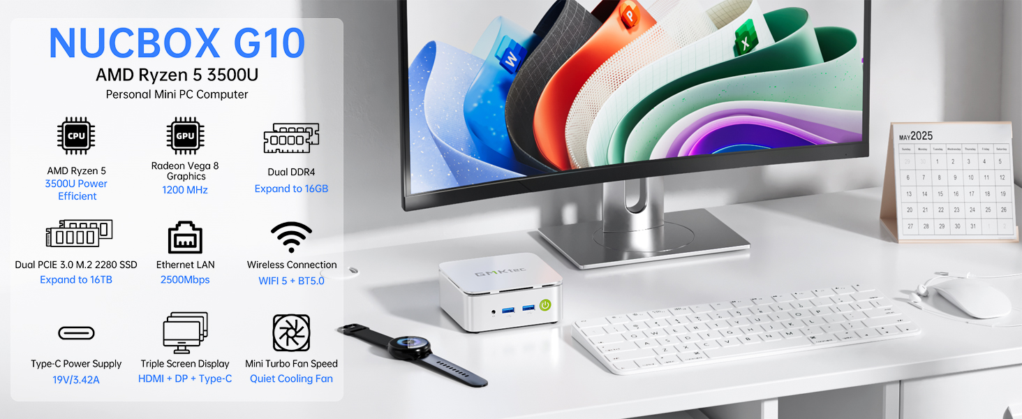 Amazon.com: GMKtec Mini PC Computer, G10 Ryzen 5 3500U (Beats N150 