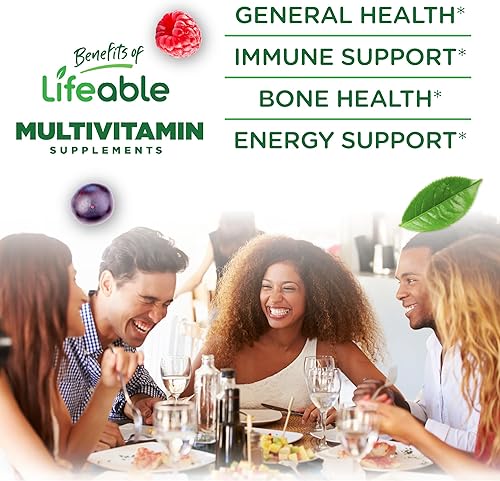 Miniatura 3 de Multivitamínico Lifeable sin azúcar – Gomitas de sabor natural – con vitaminas A, C, D, E, niacina, B6, folato, B12, biotina, ácido pantoténico,