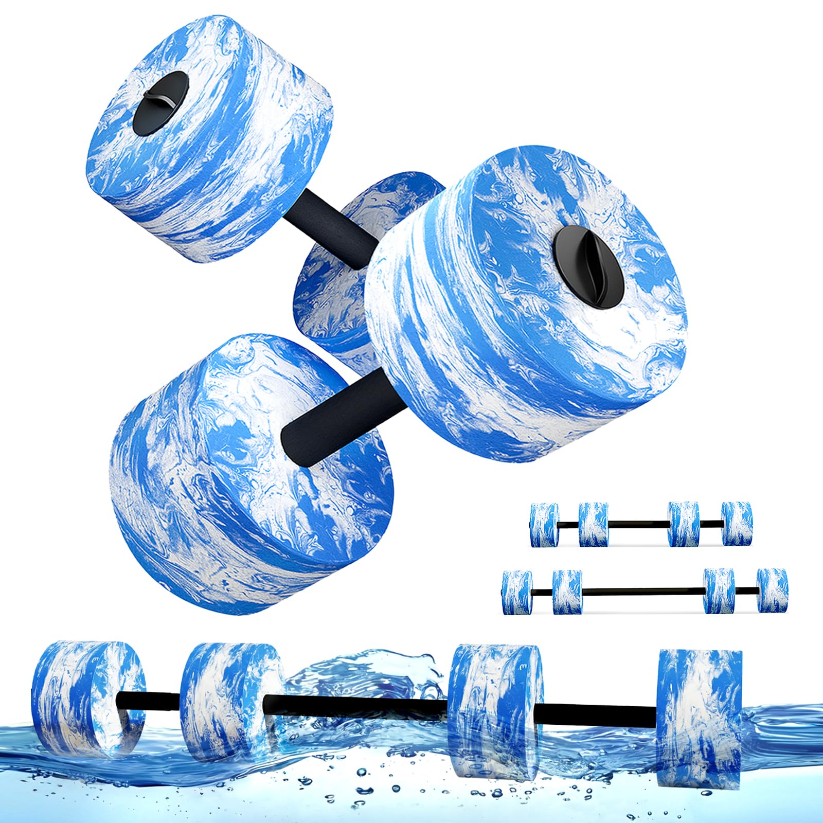 HAPBEAR Water Weights Pool Exercise Dumbbells Three-in-one Aquatic Exercise Dumbbells High-Density EVA-Foam Pool Fitness for Water Aerobics Weight