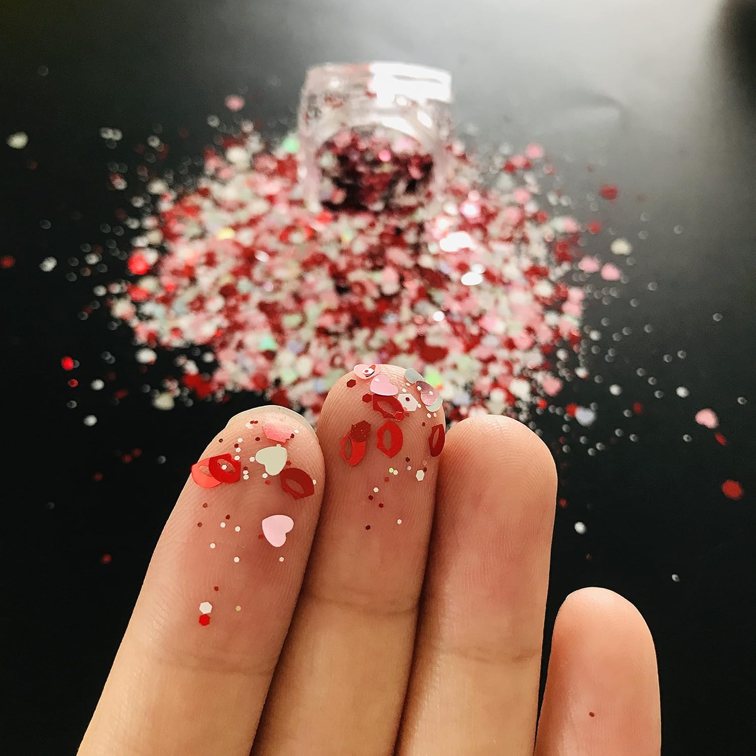 PrettyG 2oz / 57g Pack Valentine's Day Series Chunky Heart Star Dot Lips Mixes Nail Sequin Power Flakes Manicure Craft Art Decoration DIY Accessories Tools VA01