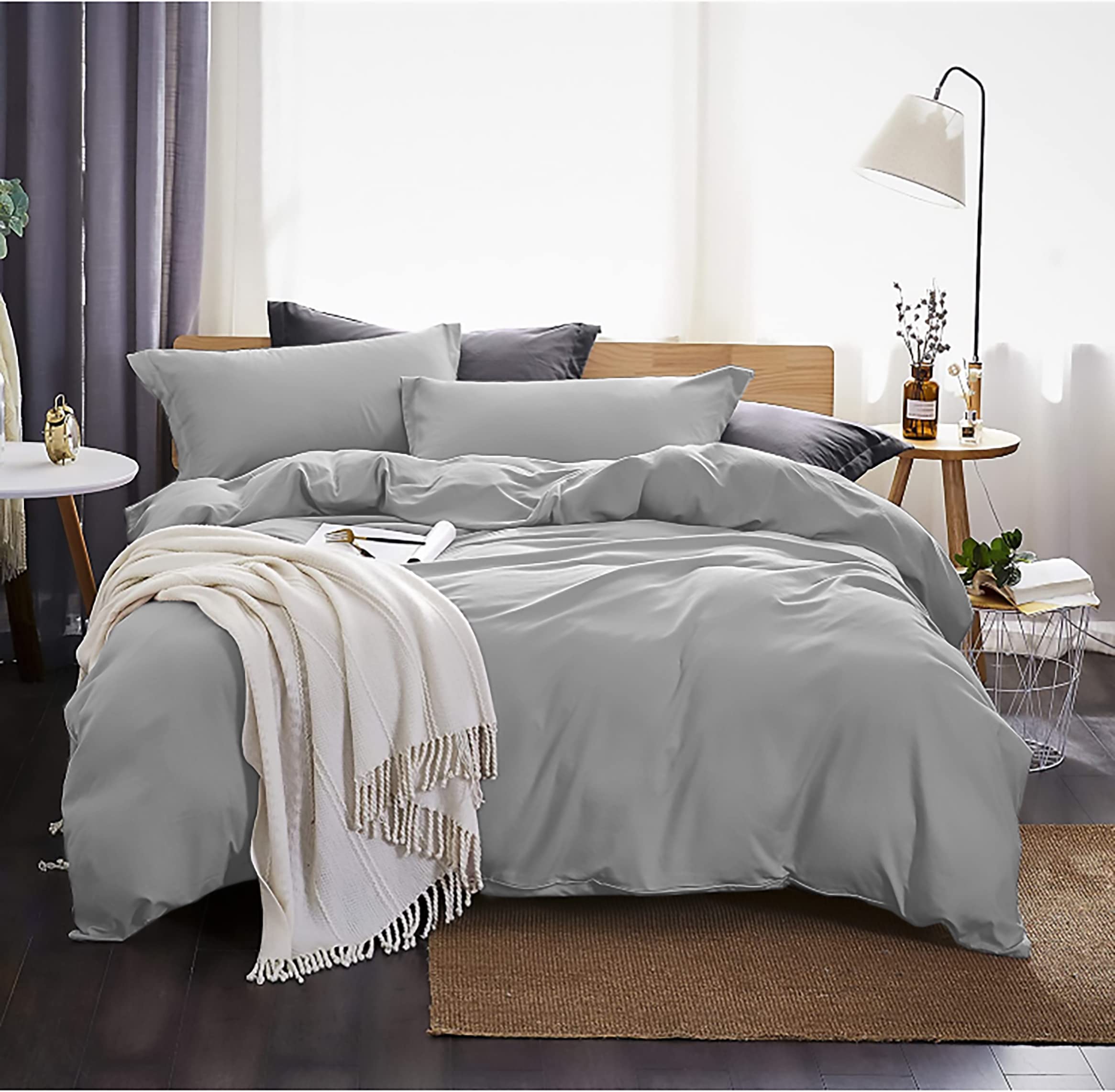 Set Biancheria Da Letto 200x200 Cm In Microfibra Verde Salvia – Copripiumino Con Cerniera + 2 Federe 80x80 Cm – Morbido E Ipoallergenico - 2