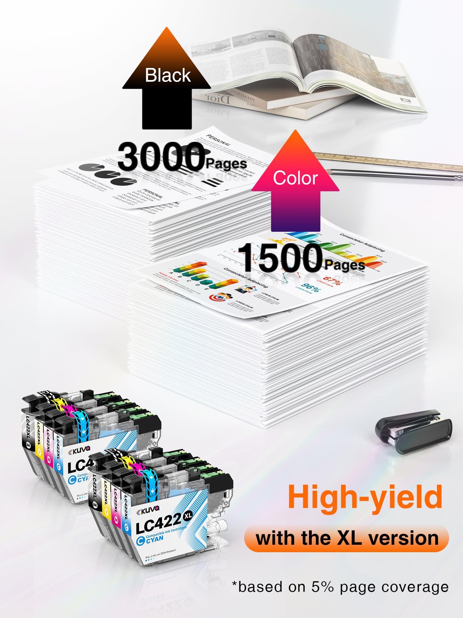 Jettruemedia LC422XL LC422 XL Ink Cartridges Multipack Replacement For Brother LC 422XL LC-422VAL For MFC-J5340DW MFC-J5345DW MFC-J5740DW MFC-J6540DW MFC-J6940DW Printer (8 Pack - View #9