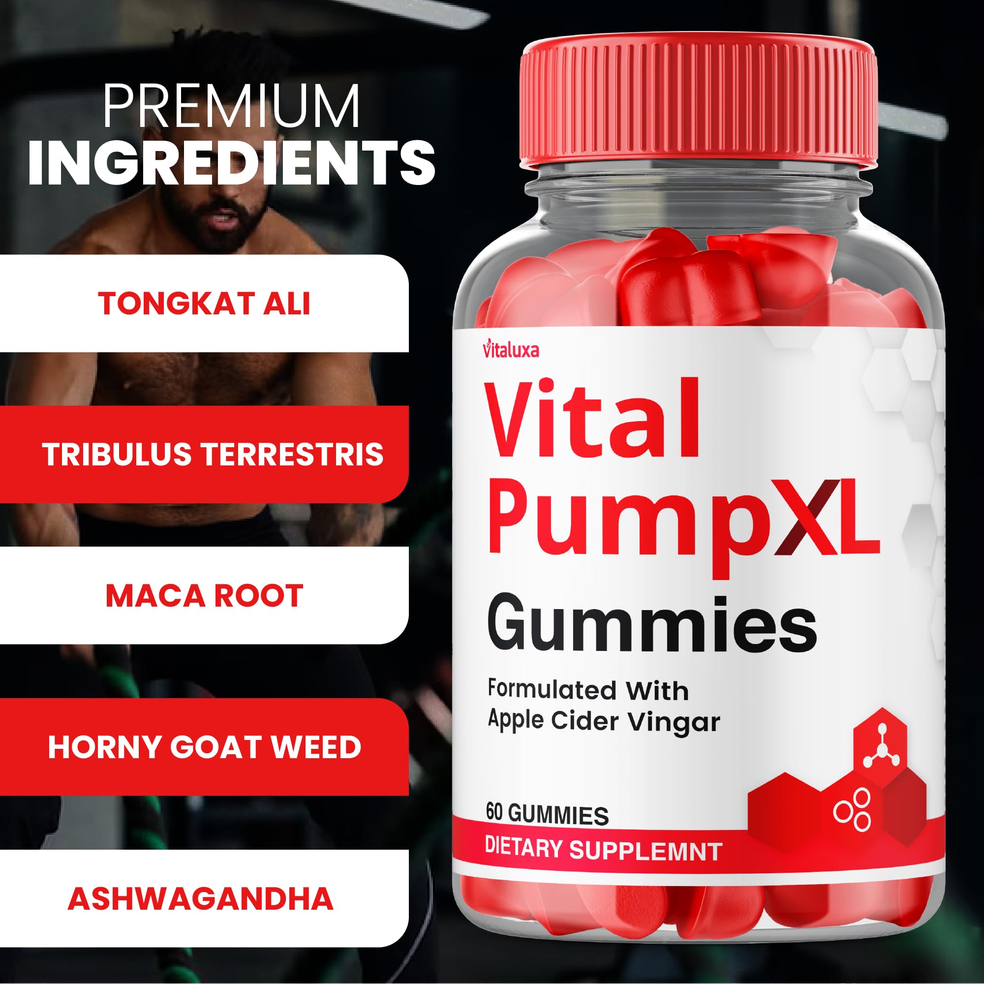 (3 Pack) Vital Pump XL Gummies, Vitalpump Vita Pumpxl Gummy Official Formula, Vitalpumpxl Extreme Maximum Strength Vitamin Supplement Energy Stamina Support, Pump Vital XL Gomitas Advanced (180 Ct)