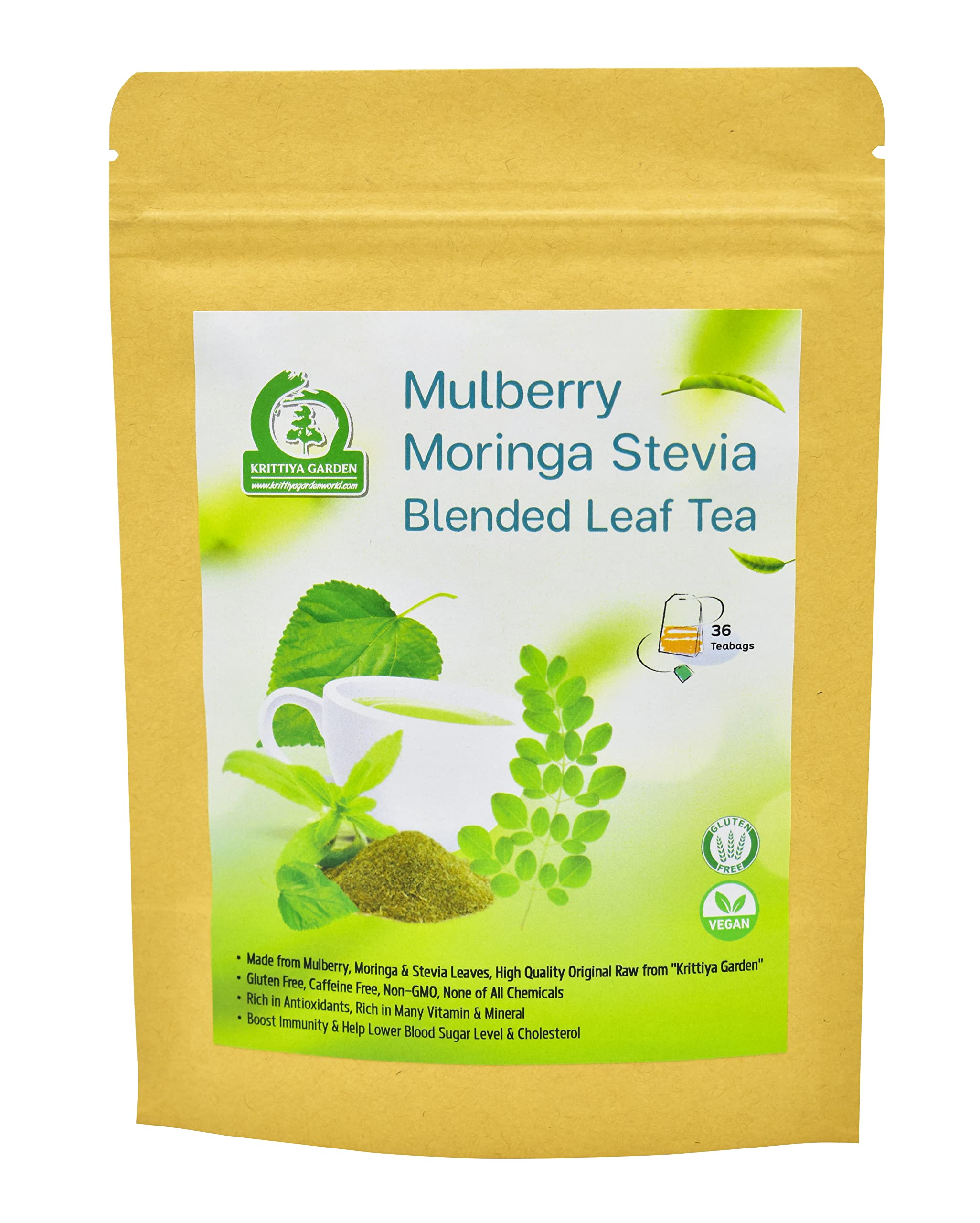 Mulberry Moringa Stevia Blended Leaf Tea 36-Teabags (1.9oz)