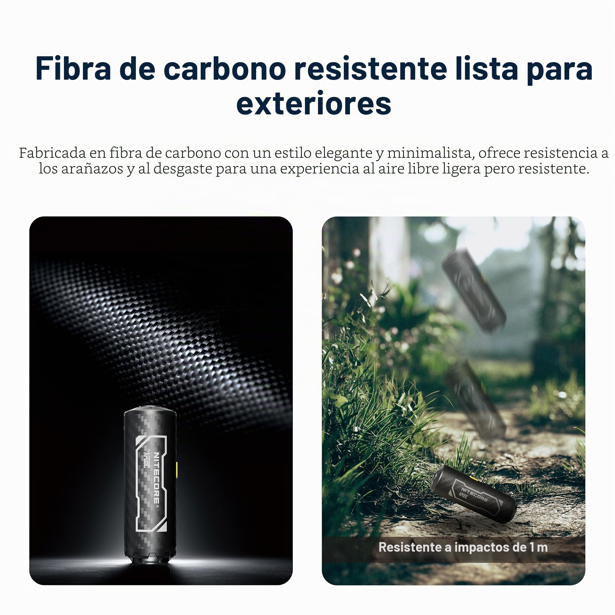 Nitecore AP05C - Bomba de aire de fibra de carbono ultraligera con etiqueta Nitecore