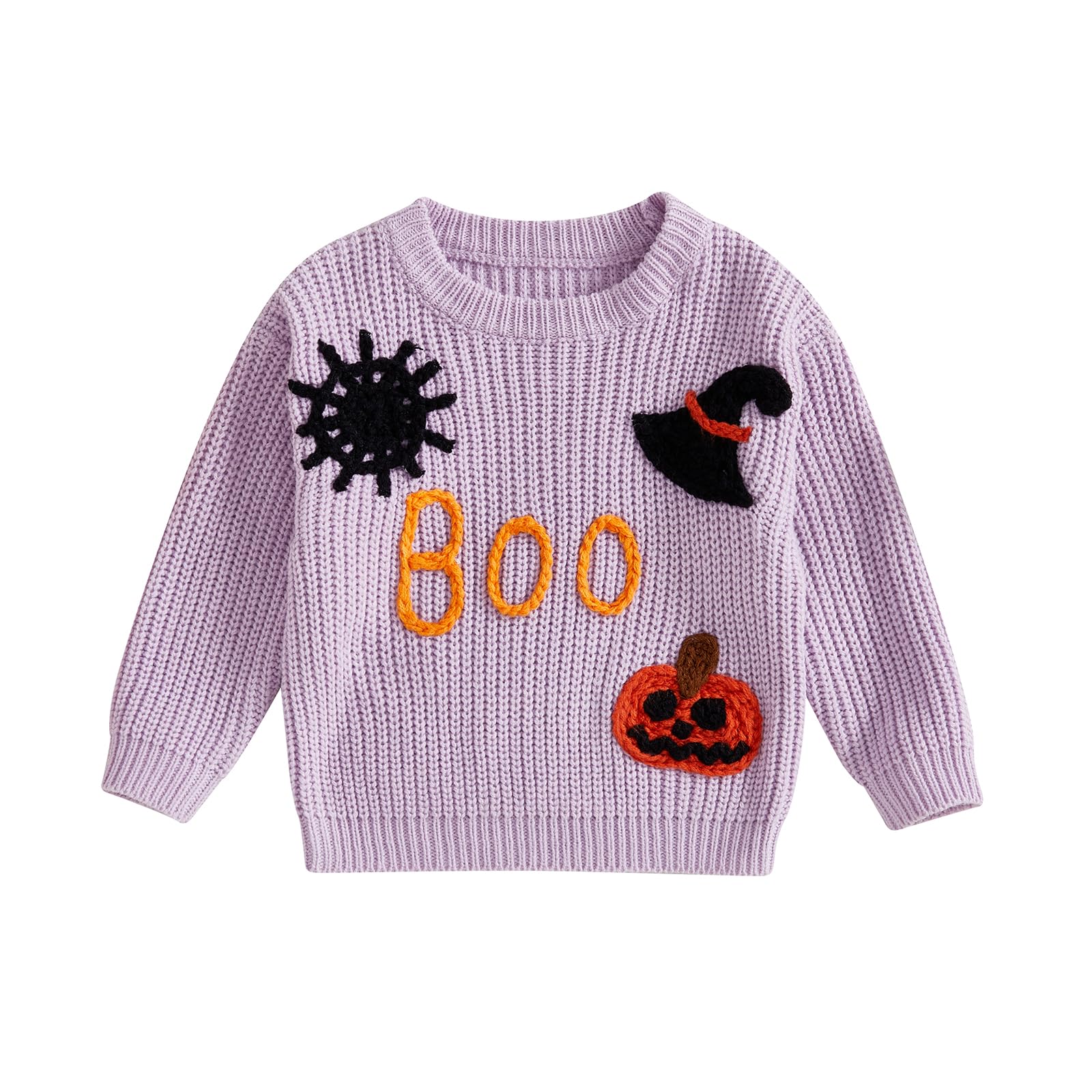 LSFYSZD Toddler Baby Girls Boys Halloween Pumpkin Sweaters Long Sleeve Crew Neck Winter Warm Knitwear Pullover Jumpers Top — view 59