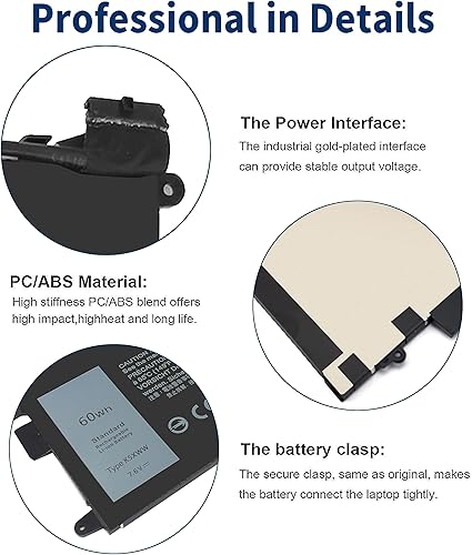 Miniatura 3 de Batería tipo K5XWW de 60 WH para Dell Latitude 7389 L3180 Latitude 5289 7389 7390 2 en 1 P29S P29S001 P29S002 Reemplazo para 6CYH6 725KY 06CYH6