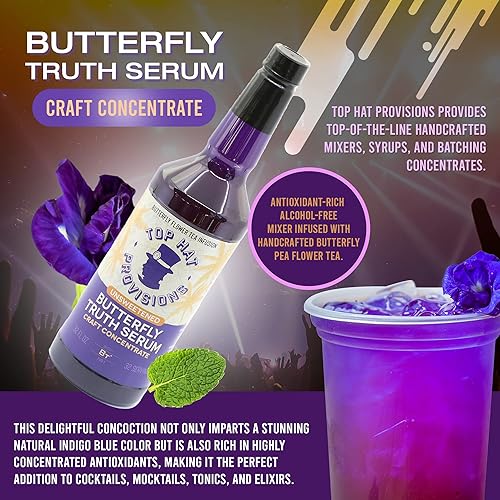 Miniatura 5 de Top Hat Butterfly Truth Serum - Butterfly Pea Floral Extract - Blue Flower Tea Tincture - Blue Bitters - Unsweetened - Non-Alcoholic - Make Drinks