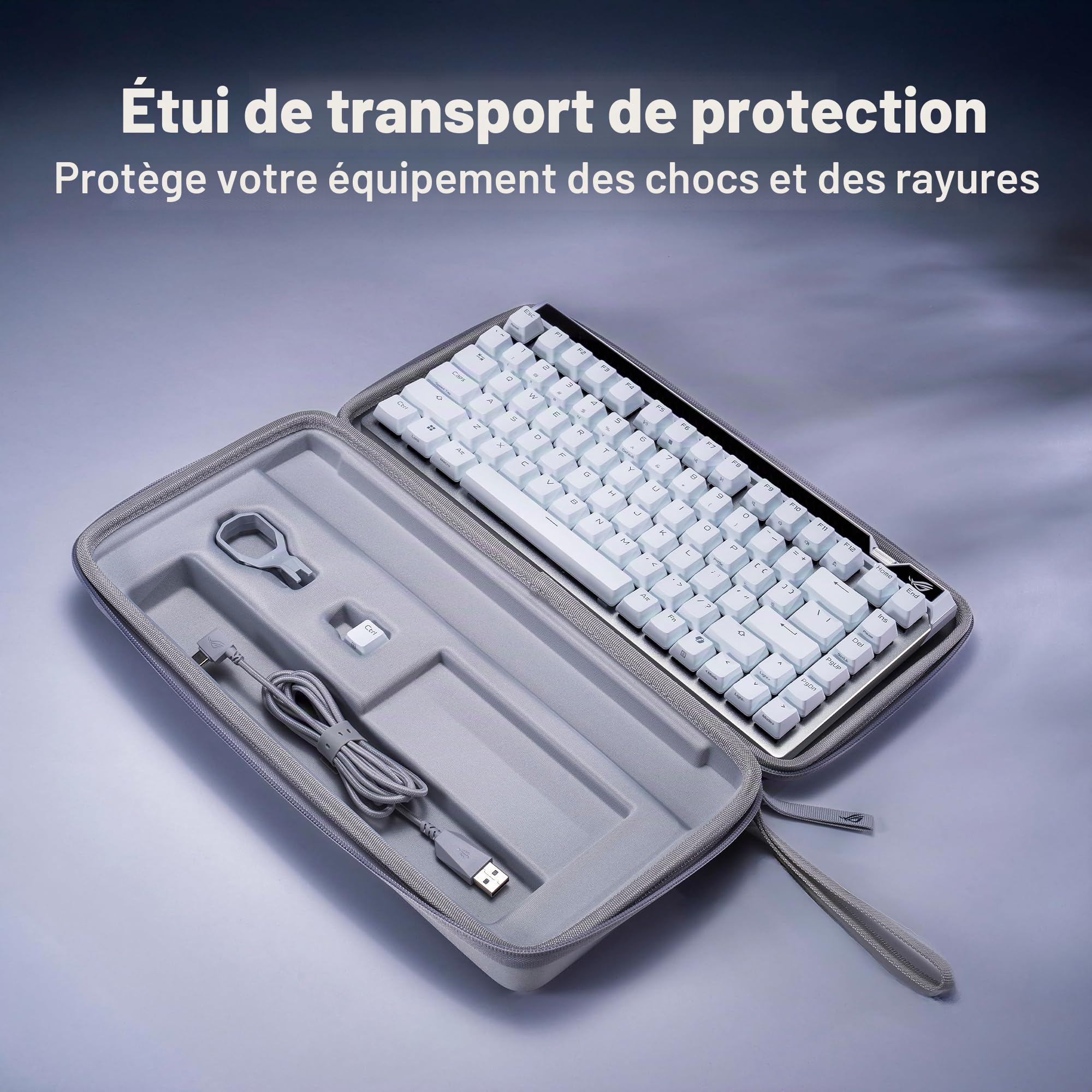 ASUS ROG Falchion Ace 75 HE - Clavier Gaming avec switches magnétiques ROG HFX V2 Hot-Swap, Rapid Trigger, molette de sensibilité, 8K Polling Rate, Amortissement à 6 Couches, AZERTY