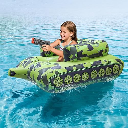 Automatic Electric Water Gun with Pool Floats,Funny Inflatable Tank Pool Floaties for Pool Party,with Powerful Squirt Guns