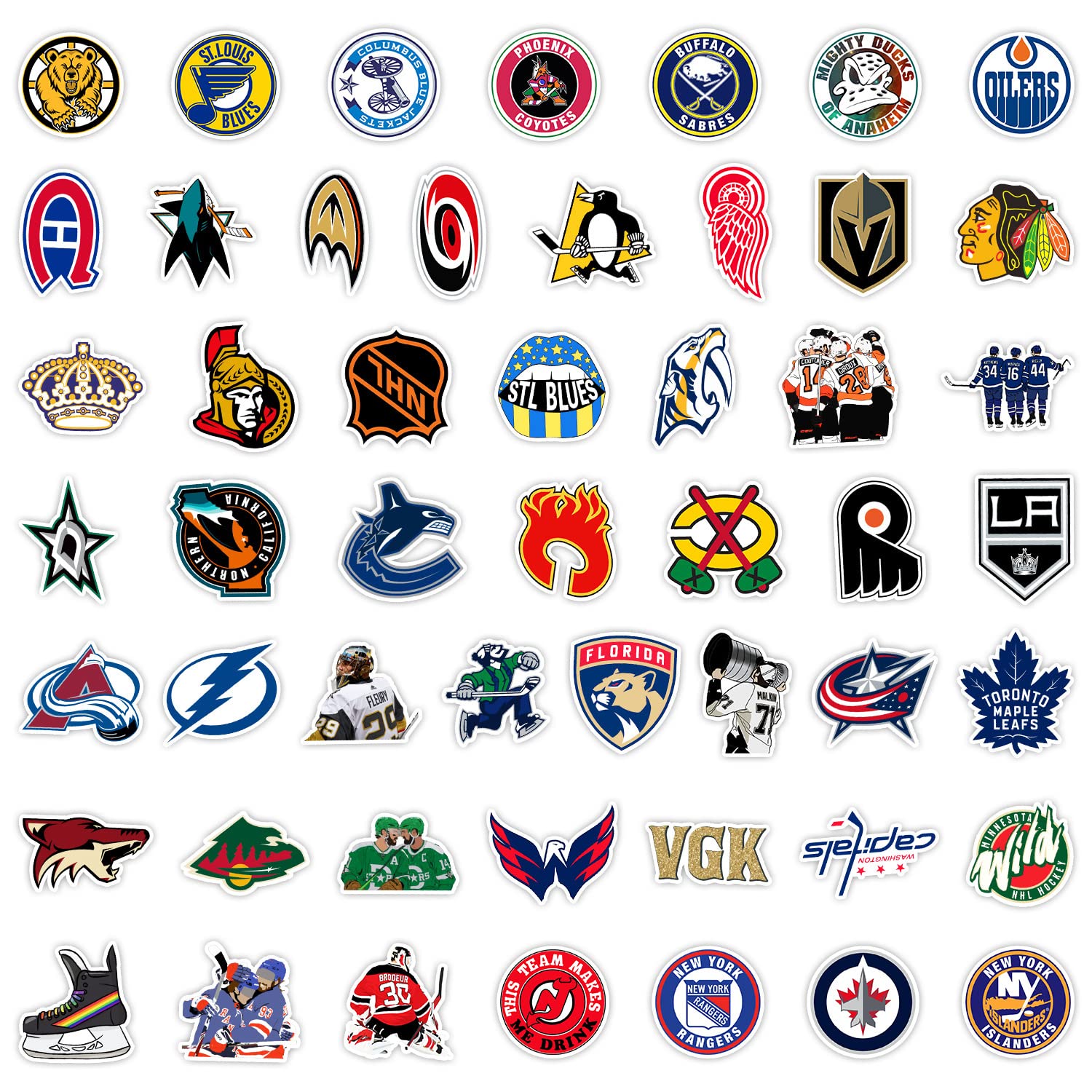 100 Stück Hockey Puck Aufkleber, Ice Hockey Stickers, Vinyl Wasserdichte Graffiti Aufkleber für Skateboard Auto Laptop Gitarre, Jugendliche Kinder