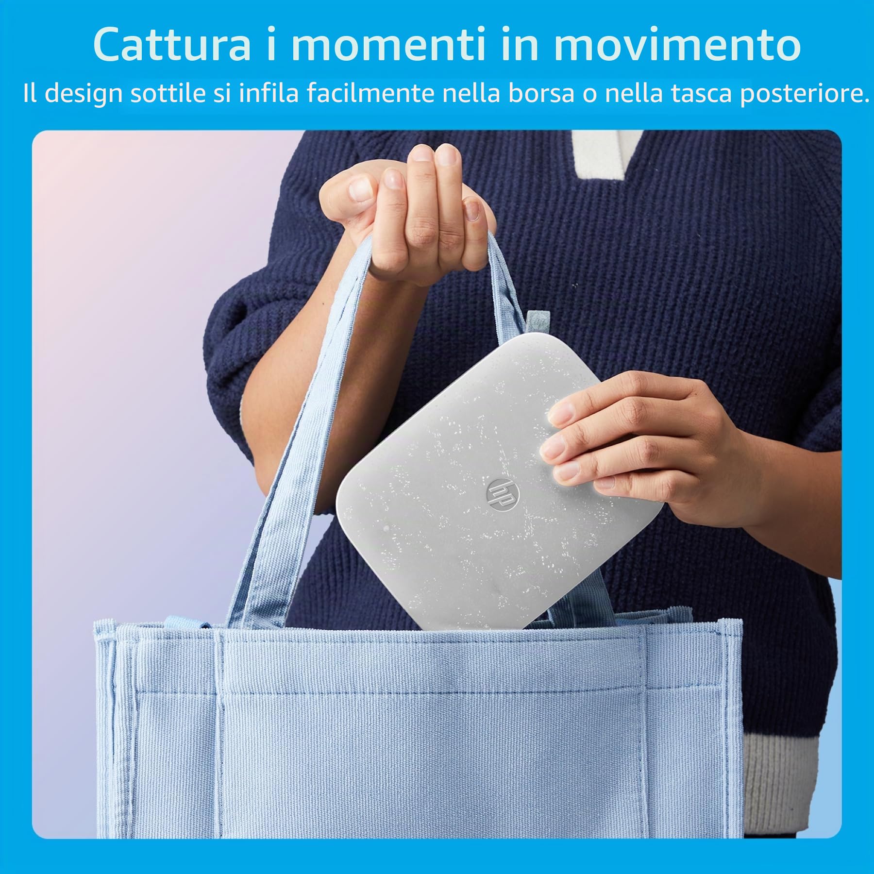 HP Sprocket 3x4 (8,9x10,8 cm) Stampante fotografica portatile, Stampa istantanea di foto e creazione di scrapbook con carta adesiva Zink, Ideale per l'uso domestico o in viaggio, Bianco.