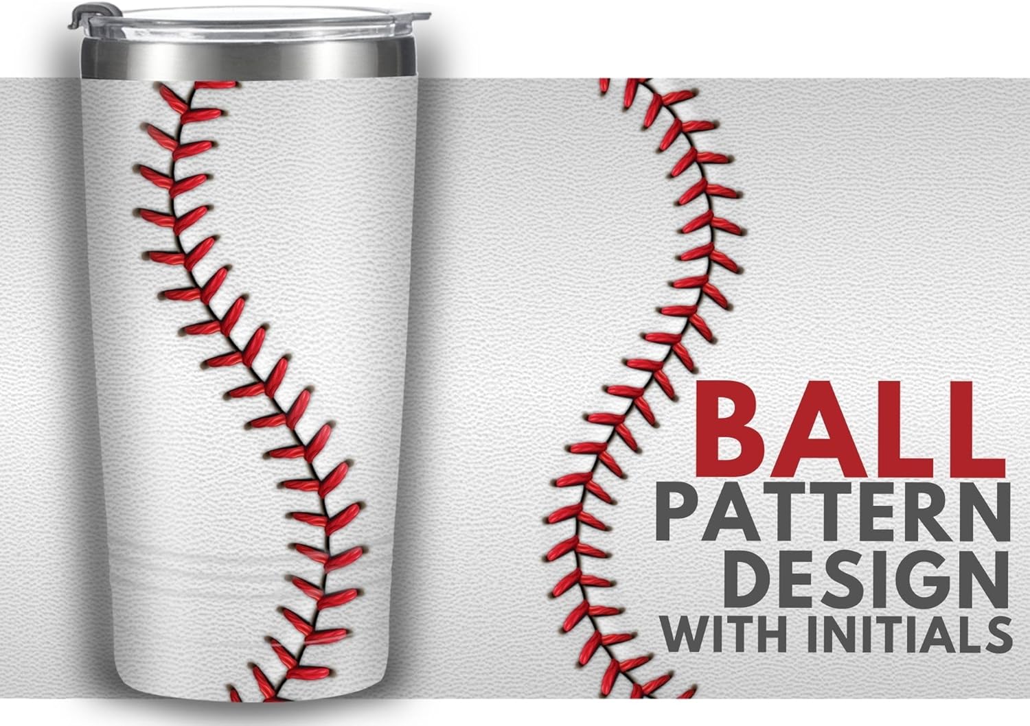 Onebttl Personalized Baseball Gifts for Teen Boys, Men, Coaches, 20oz Stainless Steel Tumbler with Laser Etched Initials for Baseball Players, Lovers, White - M - Image 2