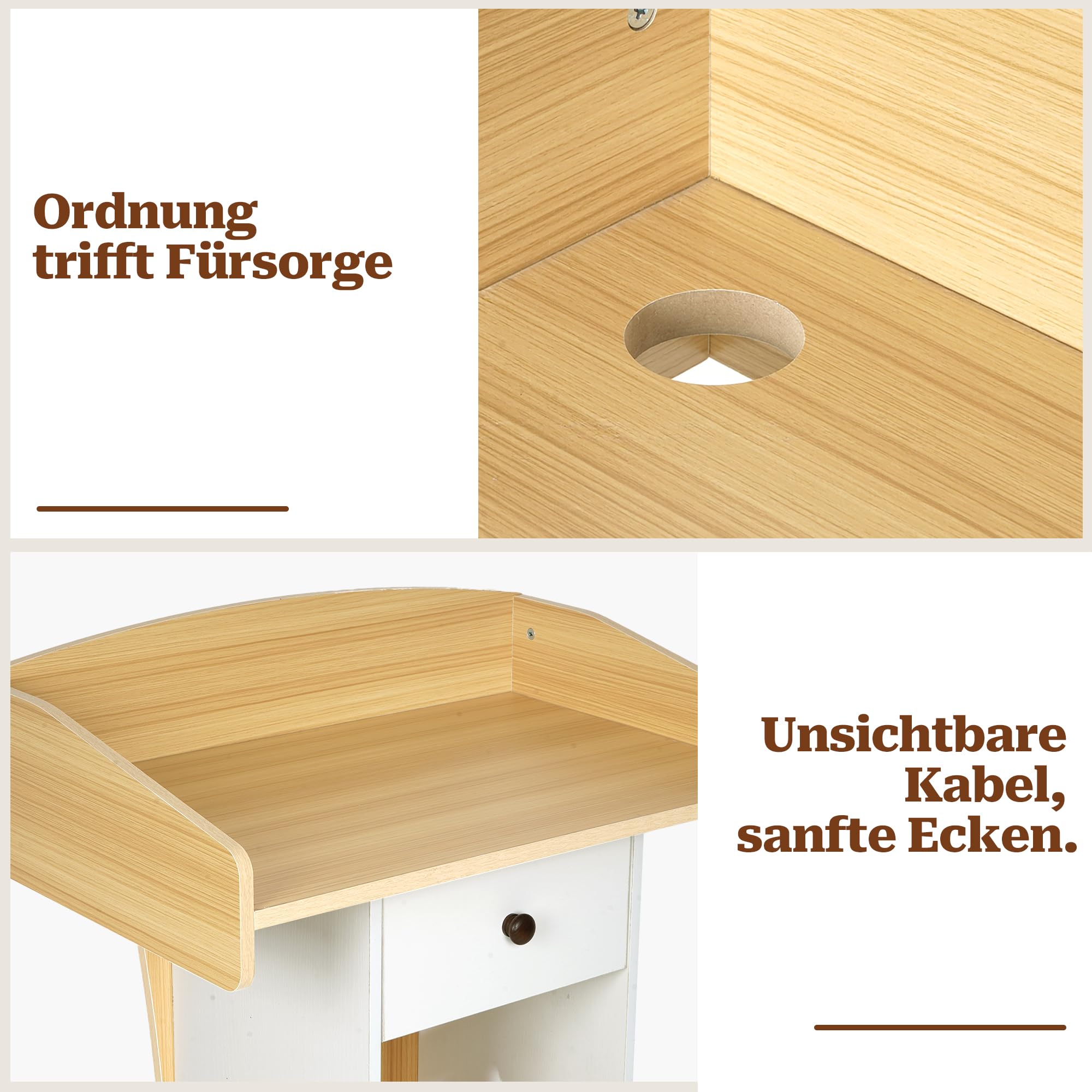 Stehpult mit Rollen und Schublade, Holz Podium für Schulen Kirche, Mobiler Rednerpult für Präsentationen