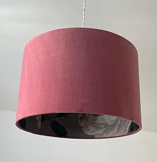 Dusky Pink Velvet Peony and Rose Drum Lampshade