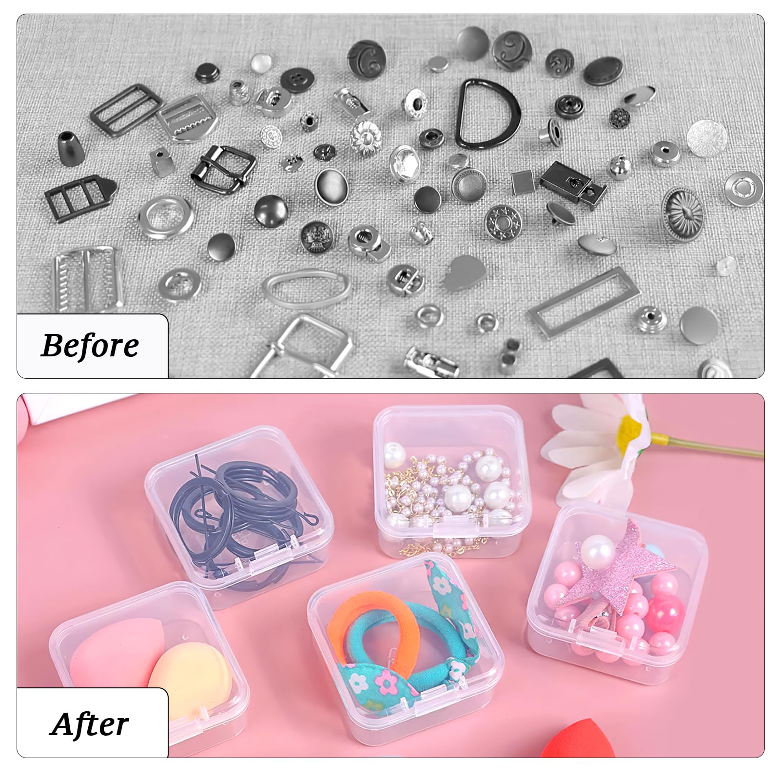 19 Scatoline Trasparenti Organizzative - Portagioie Mini Con Coperchio (5.5x4x2 Cm) - Foto 5