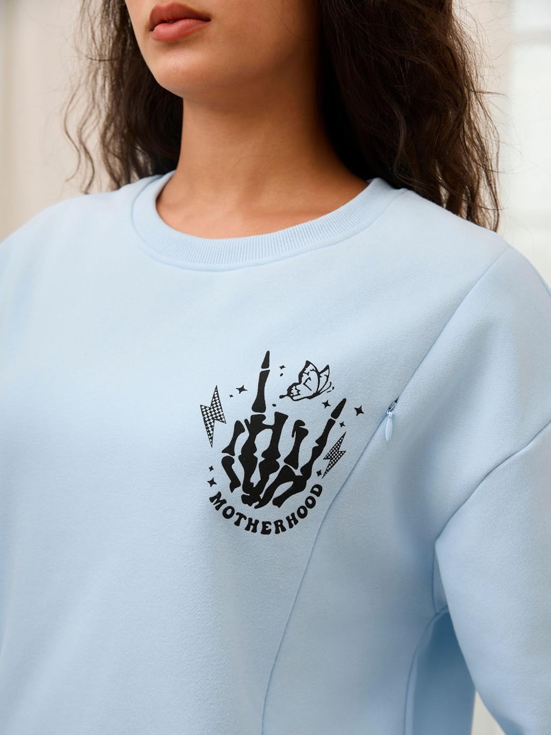 Women's Nursing Tops Fleece Long Sleeve Maternity Breastfeeding Sweatshirt Cotton Zip Nursing Pullover Tops