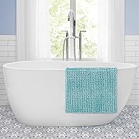 Vista 5 de Laura Ashley Tapete de baño de felpilla con mantequilla, absorbente, lanudo y antideslizante, alfombra de felpa para bañera y fregadero, 2 piezas