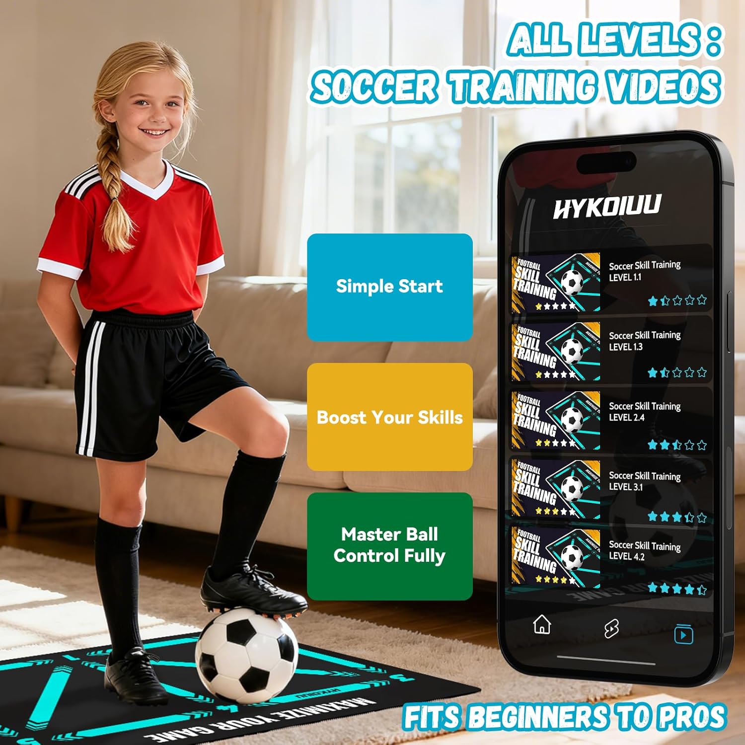 Soccer Training Mat With Instructional Video Improve Strength,Agility And Coordination Soccer Training Equipment For Footwork And Ball Mastery Non-Slip Silent Equipment For All Ages Football Footwork Mat - Image 4