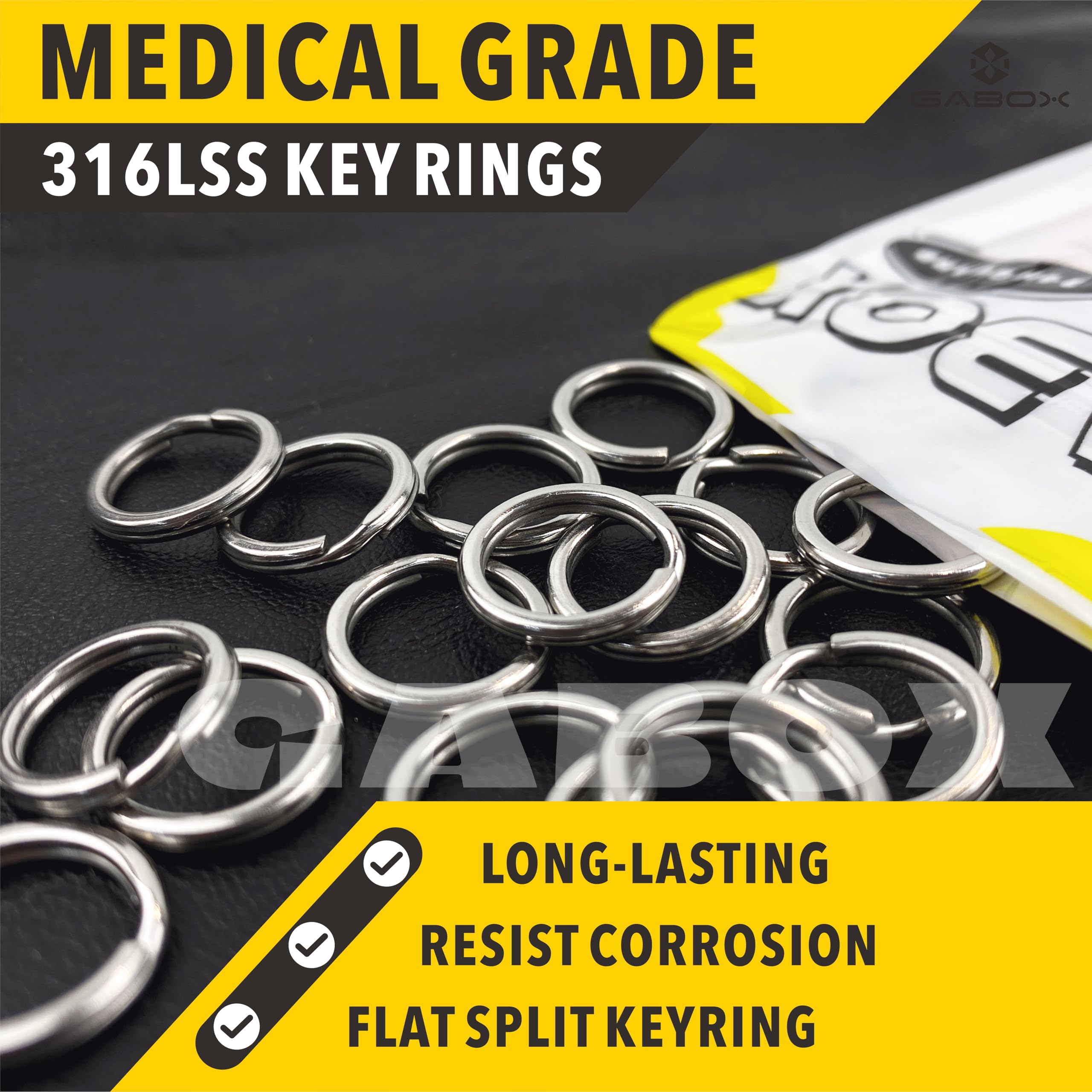 GABOX 24 Pcs Medical-Grade 316L Stainless Steel Key Rings, Ideal for Marine Enthusiasts Pet Accessories Dog Tag Home Car Keys DIY Craft Attachment (316LSS 15mm total 24pcs)