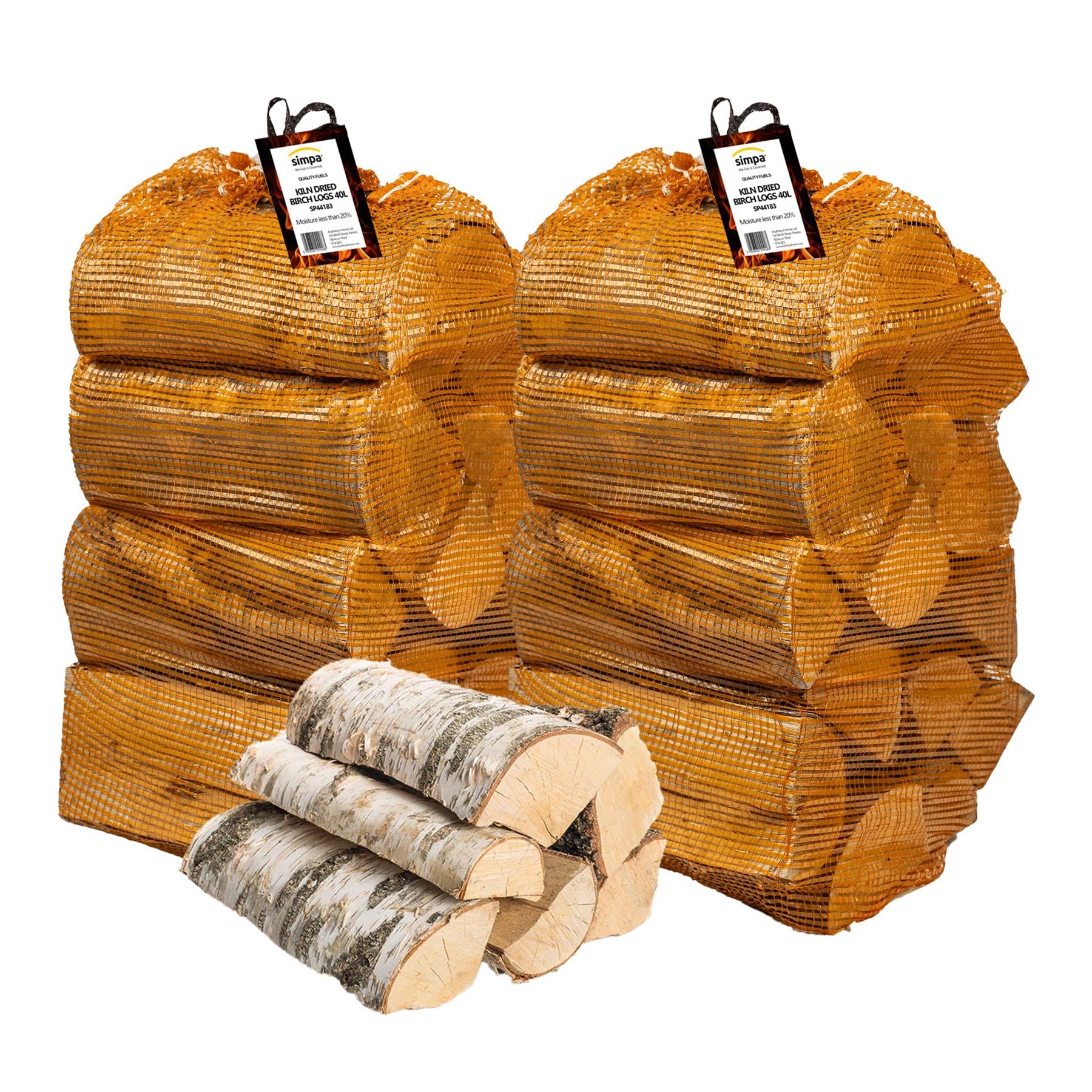 simpa 80L (25kg Approx) Kiln Dried Birch Hardwood Firewood Logs, Perfect for Open fires, Wood Burning Stoves, Log Burners, Campfires, Fire Pits