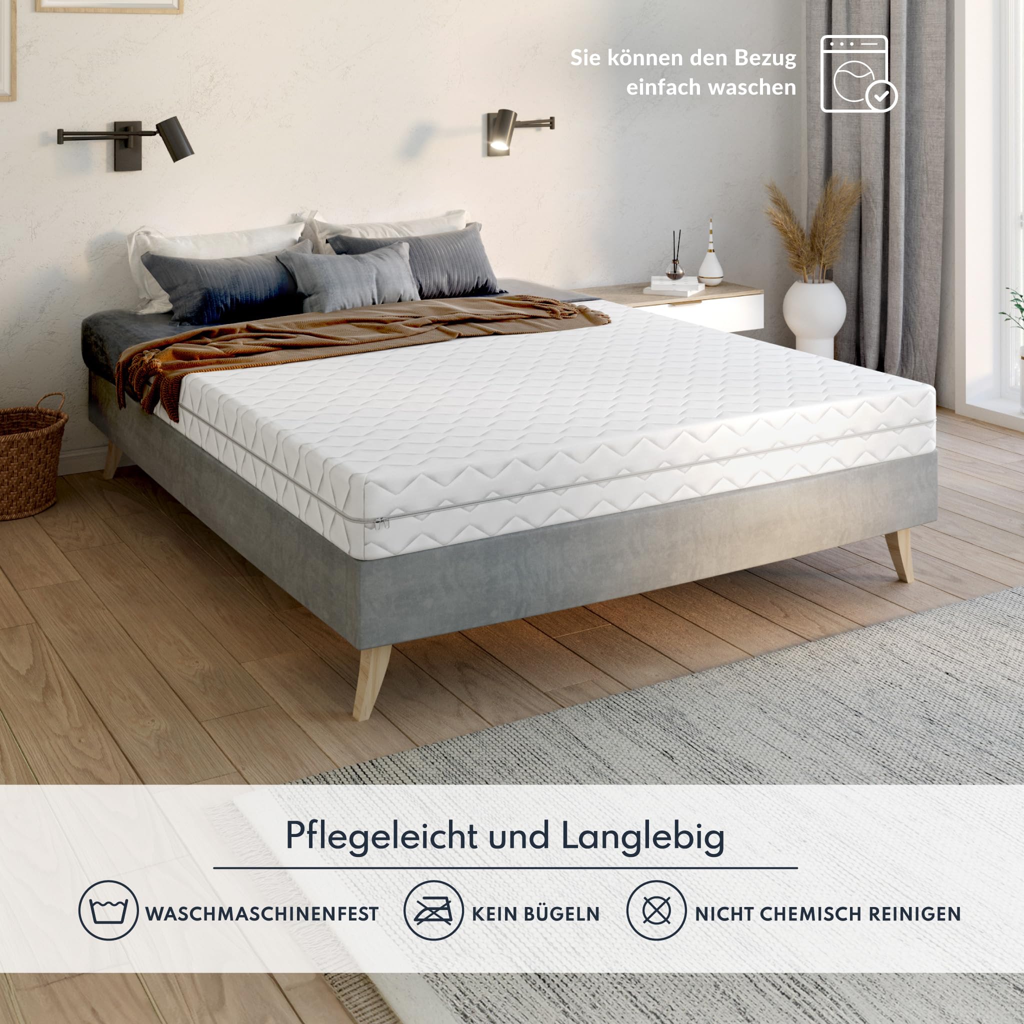 FDM Matratze 200x200 cm Härtegrad H3 H4 Höhe 12 cm Kaltschaummatratze Doppelseitige Rollmatratze HR-Schaum 7 Komfortzonen mit Hypoallergenem Waschbarem Premium-Bezug Oeko-Tex Comfort Duo