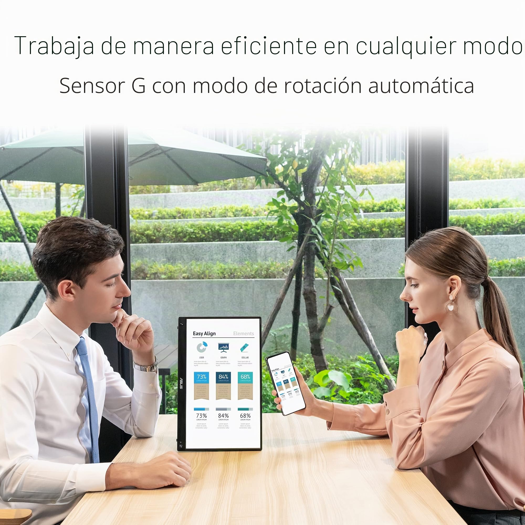 ASUS Monitor portátil inalámbrico USB ZenScreen GO MB16AWP: 15,6", IPS, USB Tipo C, Mini-HDMI, Batería integrada, Antiparpadeo, Luz Azul de Baja Intensidad, Rosca para trípode. 250cd/m². Negro