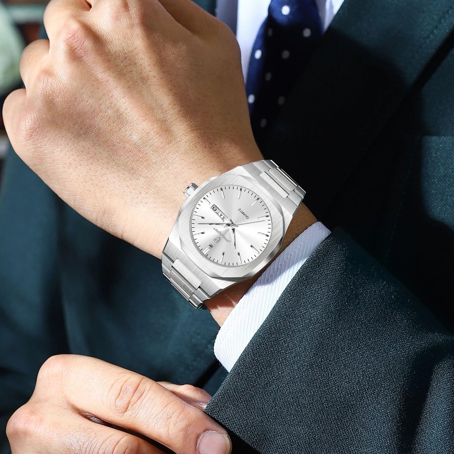Poedagar Fashion Man Wristwatch Waterproof Luminous Stainless Steel Men Clock Date Week Casual Quartz Men's Watches