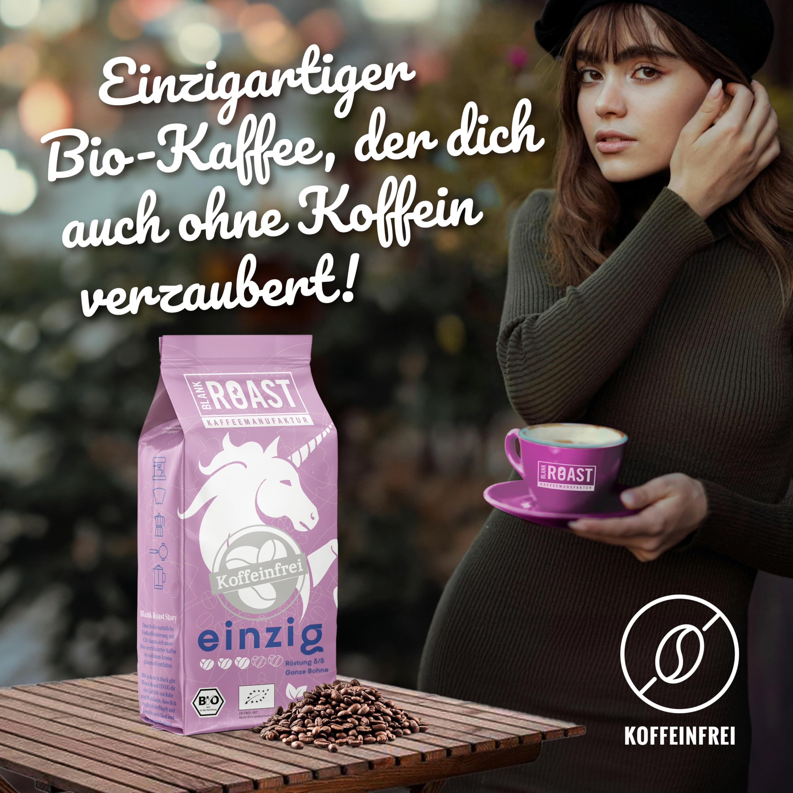 Blank Roast - EINZIG - 1kg (3er Pack) - BIO Kaffeebohnen koffeinfrei - 100% Arabica aus Peru - schonend & umweltfreundlich entkoffeiniert - säurearm mit voller Crema - ideal für jede Zubereitungsart