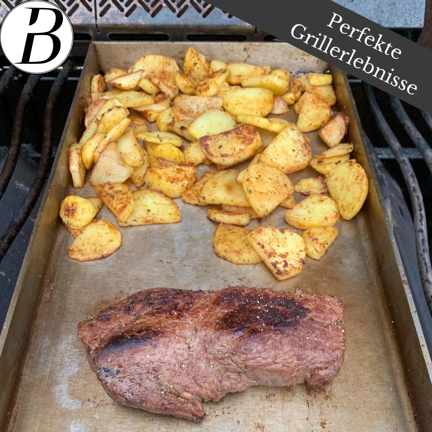 BABOSSA Grill Plancha aus V2A Edelstahl 30 x 45 cm – Erstklassige Verarbeitung & perfekte Hitzeverteilung – kompatibel mit Rösle Vario Edition – Teppanyaki Platte 100% Made in Germany