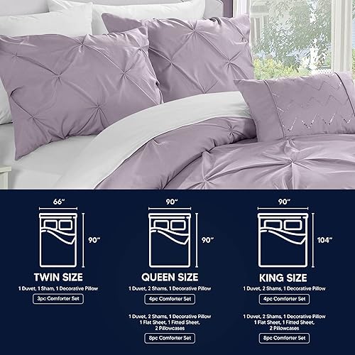 Miniatura 6 de Chic Home Daya - Juego funda de edredón para cama tamaño king, color beige de 4 piezas