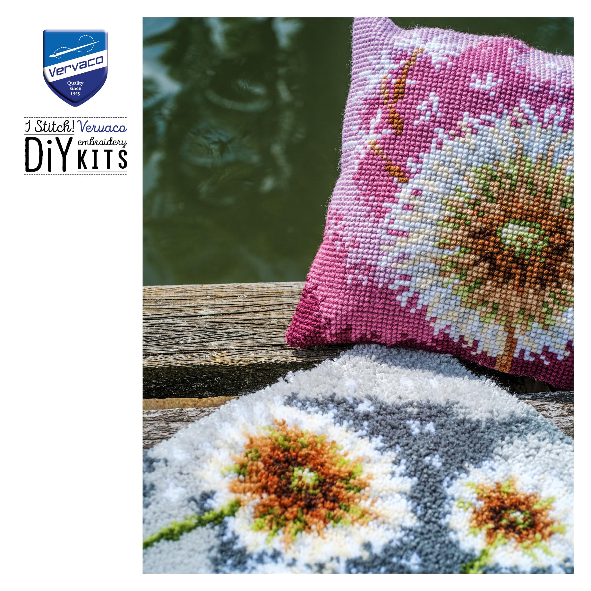 VERVACO Knüpfteppich Set DIY Handarbeit Knüpfset für Anfänger FLUSENBLUME Teppich zum Selber Knüpfen Basteln Erwachsene Kreativ Set ca. 43 x 54 cm Latch Hook Kit Knüpfhaken Haus Dekoration