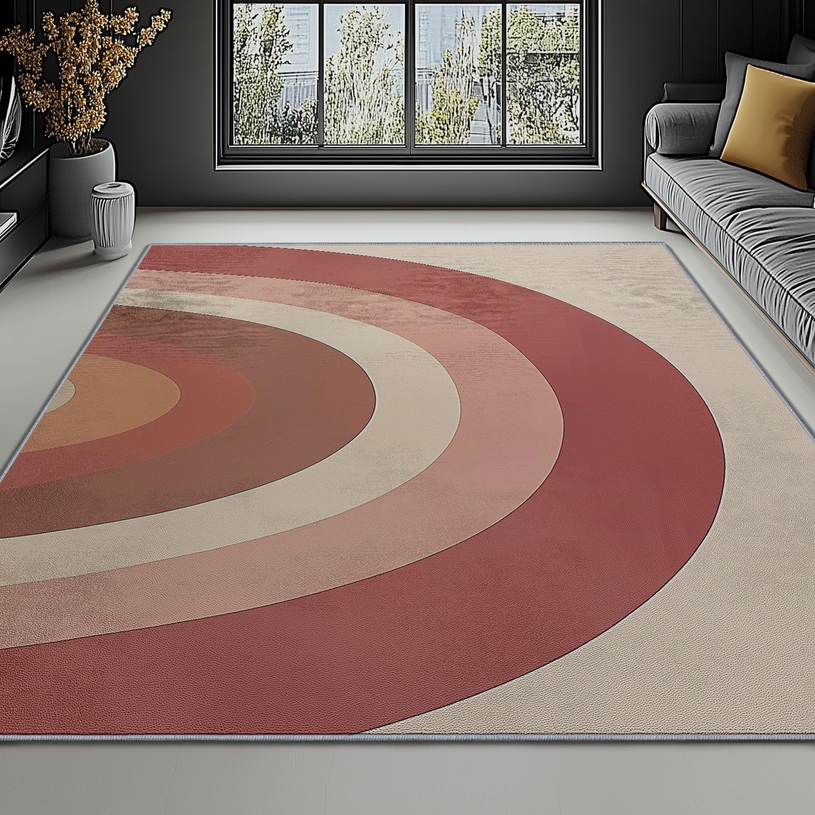 Teppich Regenbogenformen Büro Modern Design Maschinell Hergestellt 120 x 180 cm Teppich Wohnzimmer, Vintage Schlafzimmer, Antibakteriell Antirutschunterlage Rosa