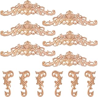 8 Pcs Wood Appliques Decorative and Onlays Long Wood Carving Appliques for Furniture Decorative
