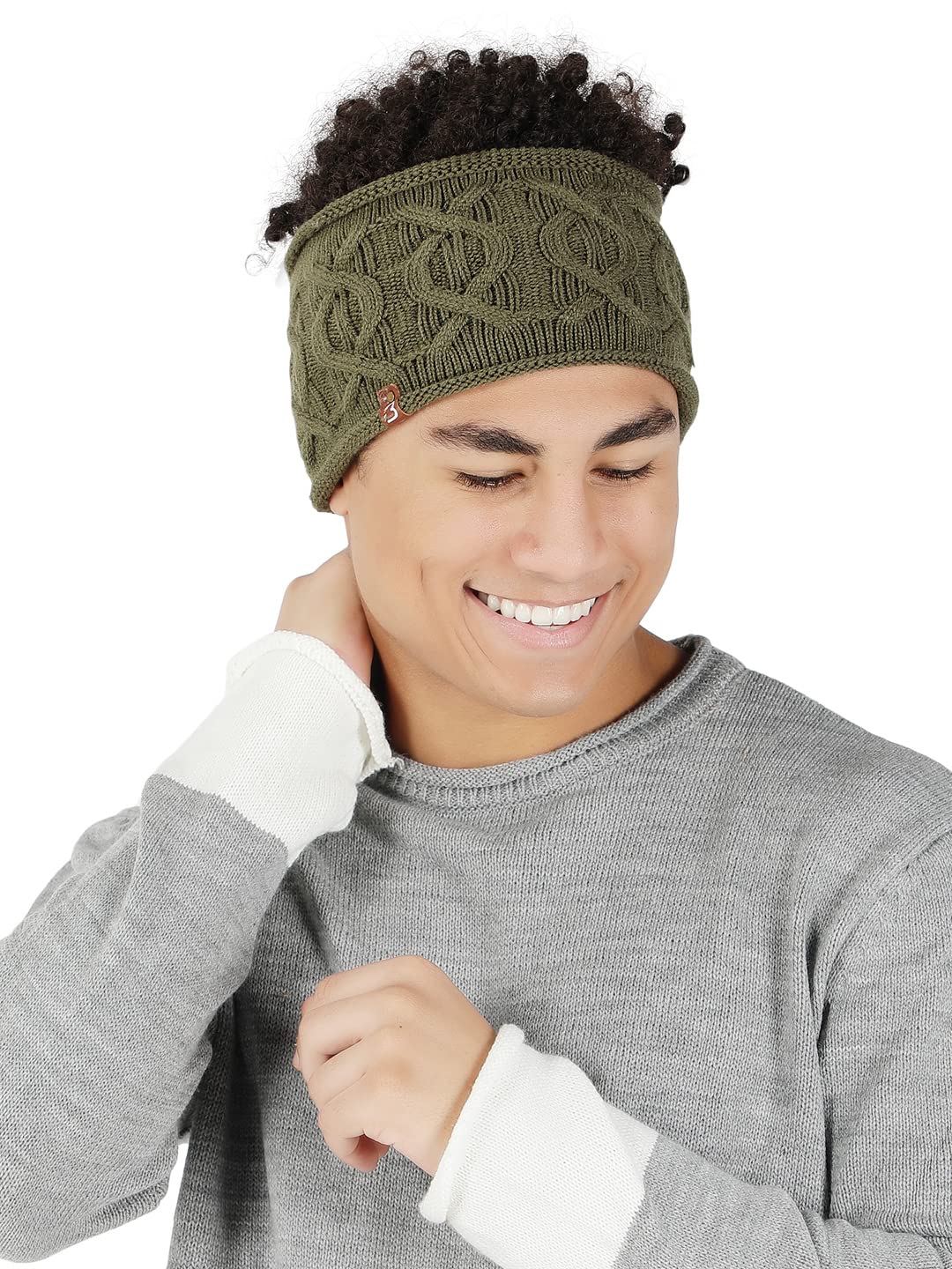 Blue Cable Knit Woolen Headband Earwarmer-image-46