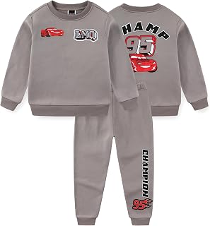 Disney Cars Lightning McQueen Boys Fleece Crewneck Sweatshirt and Pants Set for Toddler and Big Kids