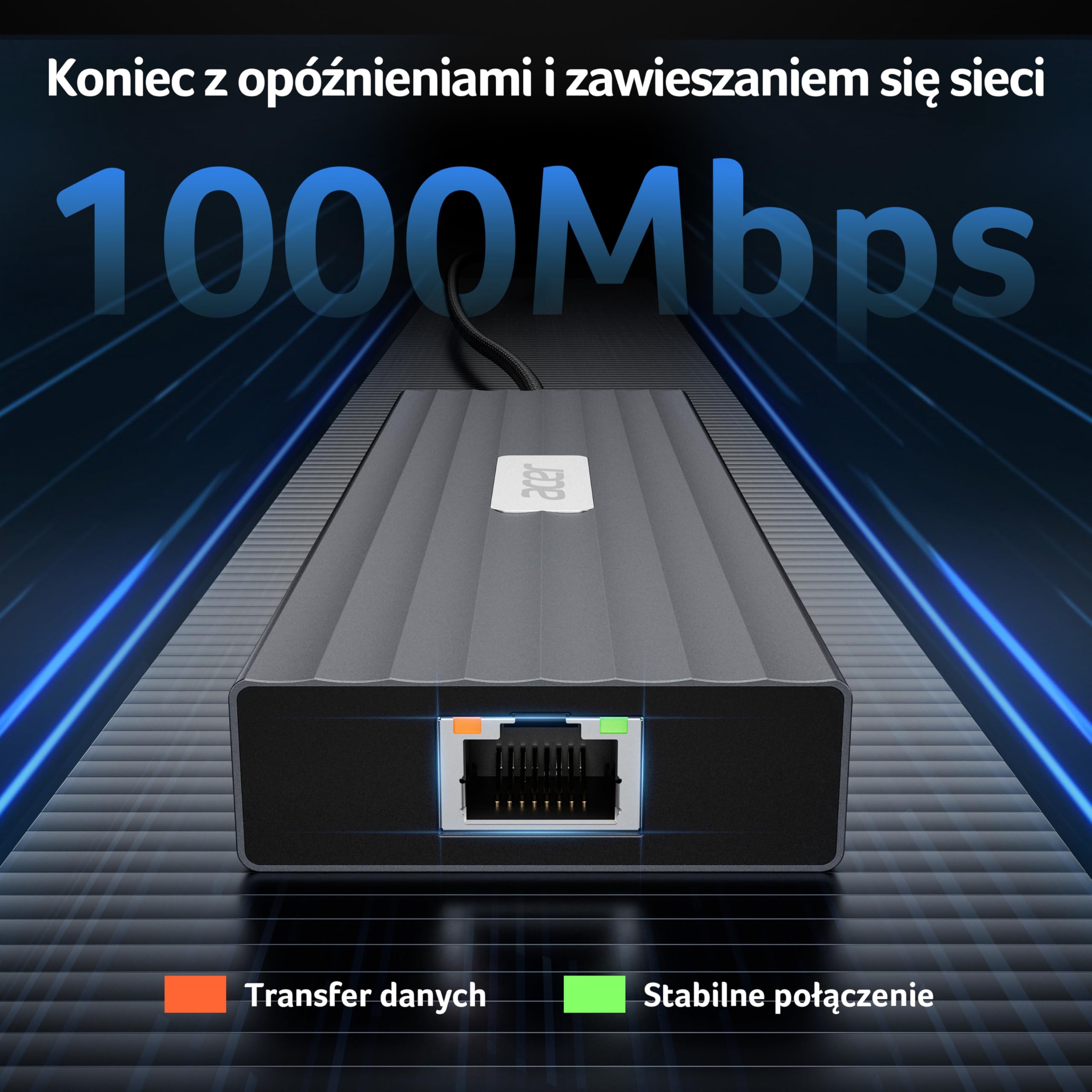 Acer Stacja dokująca USB C 3 HDMI 4K@60Hz, 13w1 Hub z trzema wyświetlaczami z 10Gbps USB-A+2C, 5Gbps USB-A, Ethernet 1Gbps, 100W PD, czytnikiem kart SD/TF, do Surface, MacBook Pro, Dell, Laptop itp.