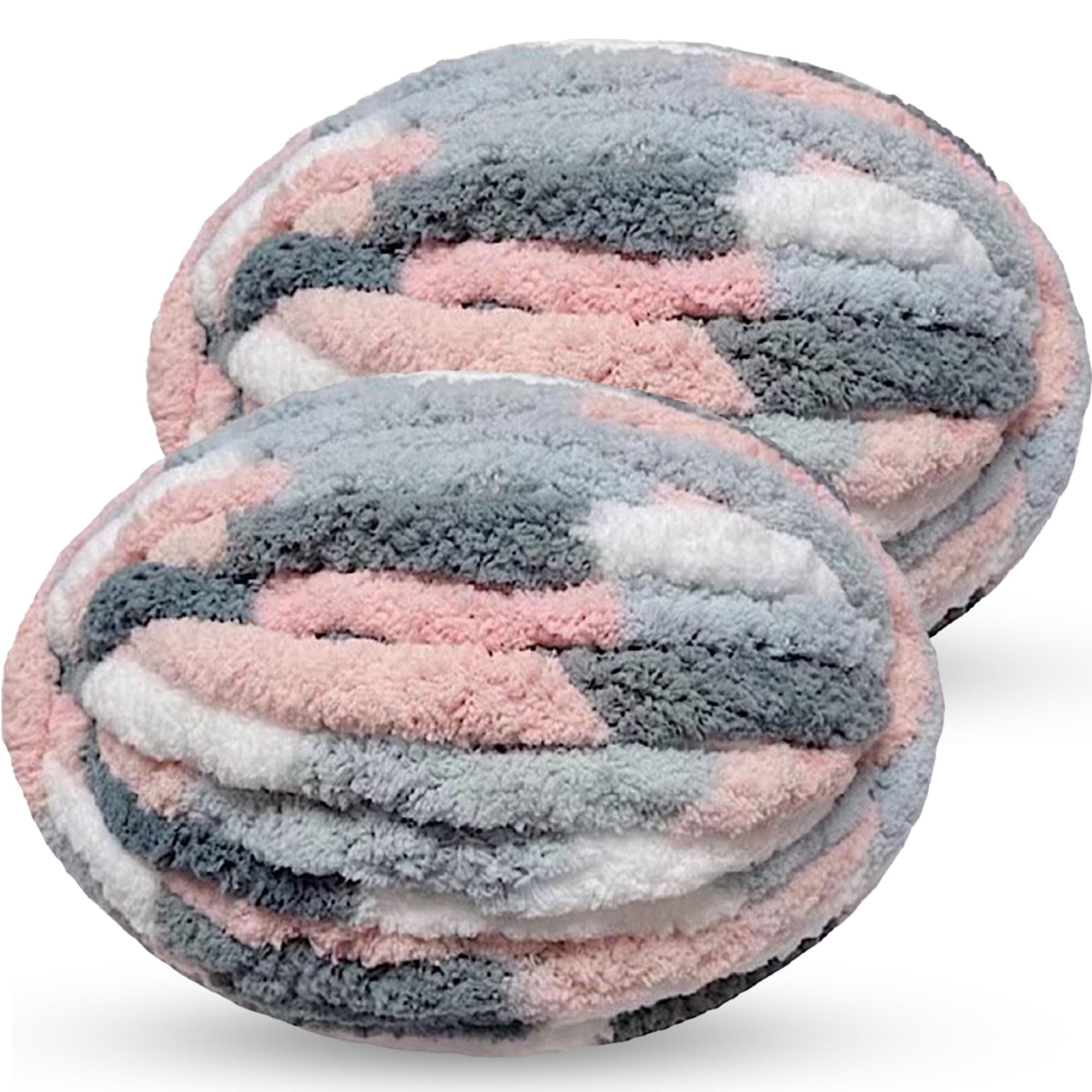 DISDADA Chunky Yarn for Hand Knitting 2 × 250g, Fluffy Thick Jumbo Wool Yarn Blanket (Cat Color) — image 1