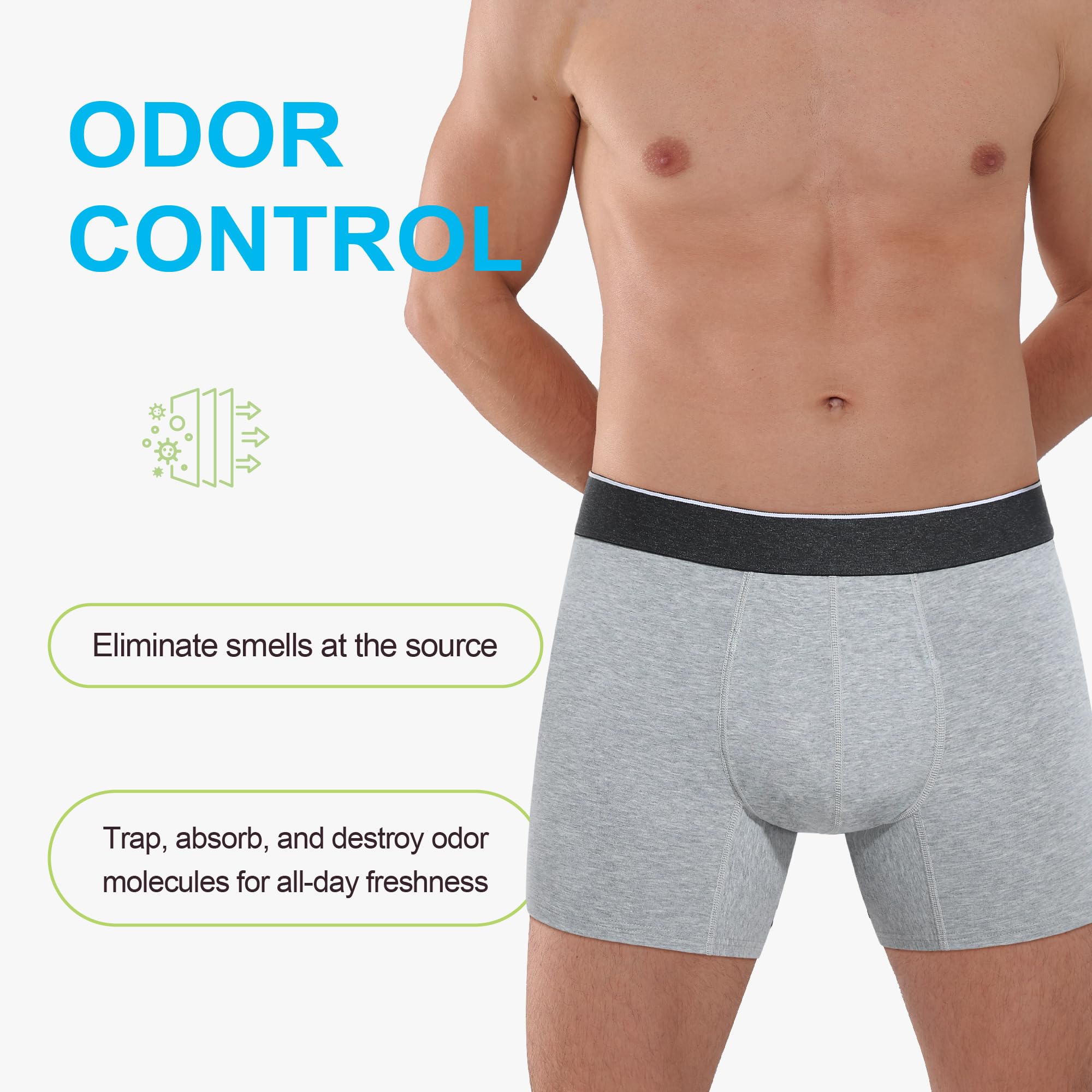 Calzoncillos tipo bóxer lavables para incontinencia para hombre, a prueba de fugas, protección contra fugas de vejiga, absorción instantánea, 60 ml (gris, XXL)